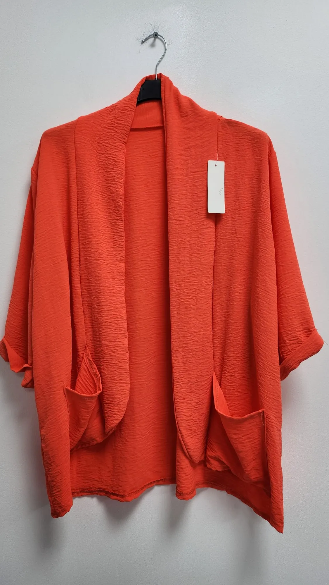 3/4 Sleeve Open Front  Lightweight Cardigan