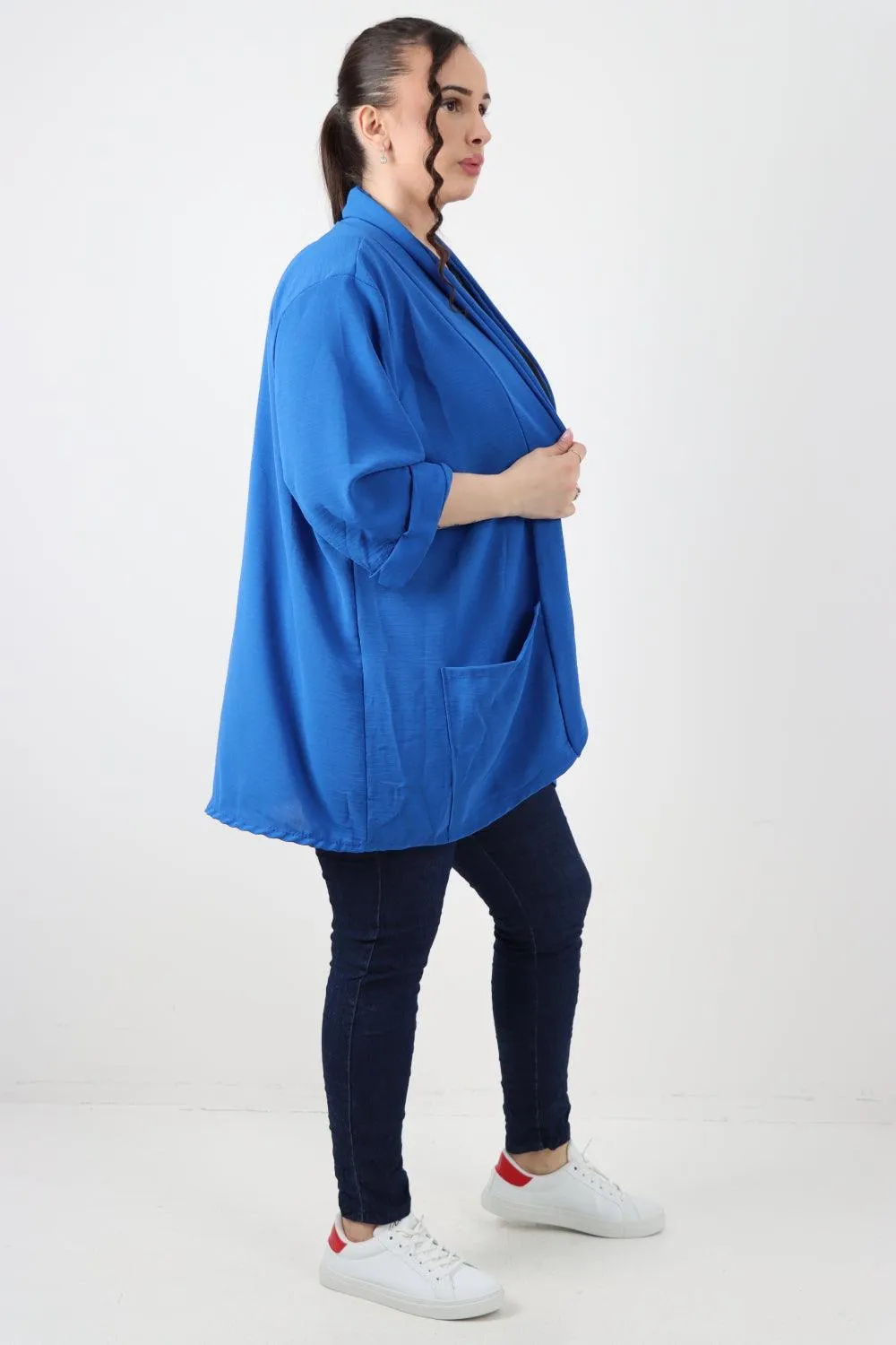 3/4 Sleeve Open Front  Lightweight Cardigan