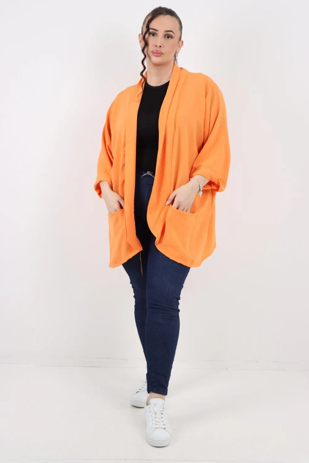 3/4 Sleeve Open Front  Lightweight Cardigan