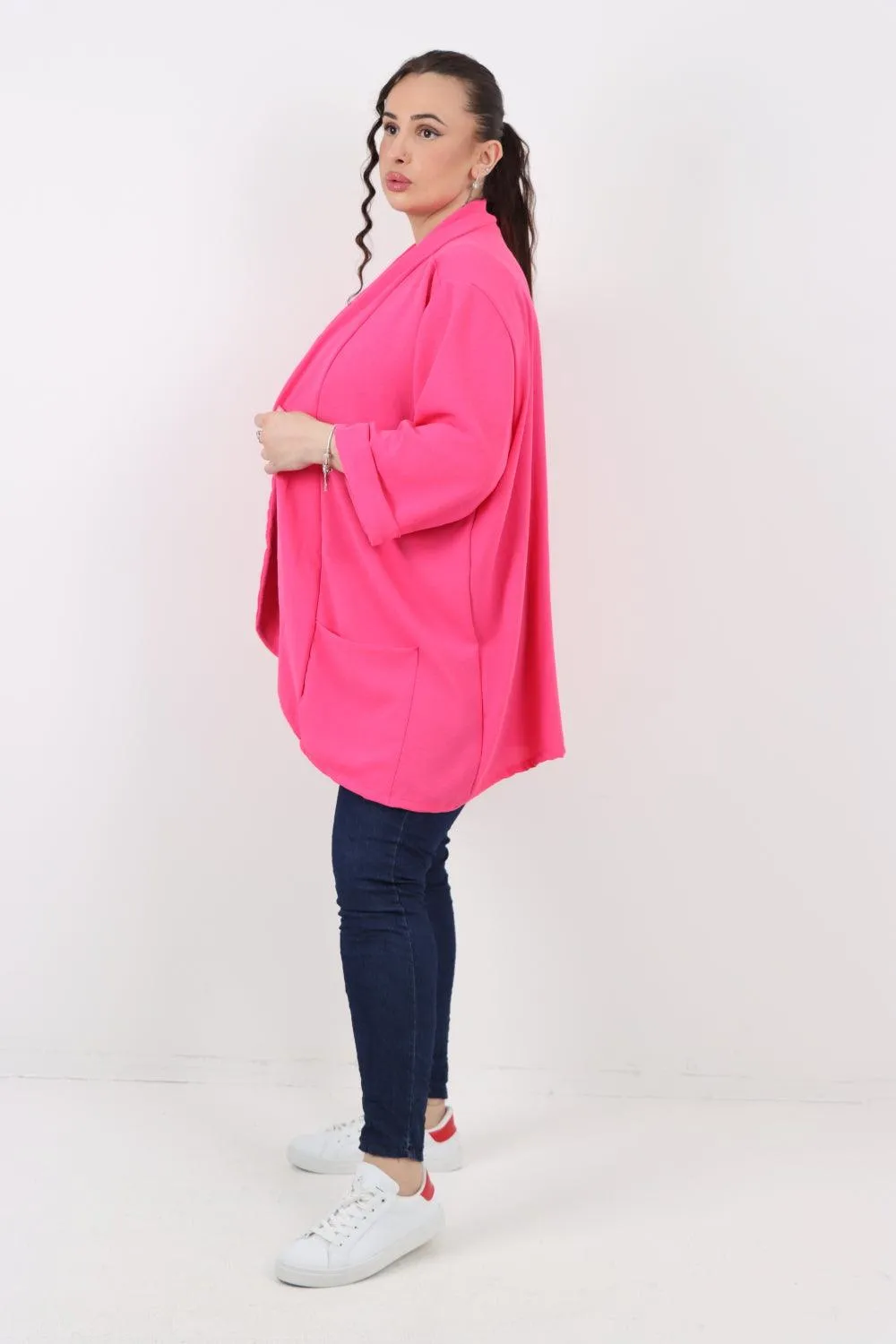 3/4 Sleeve Open Front  Lightweight Cardigan