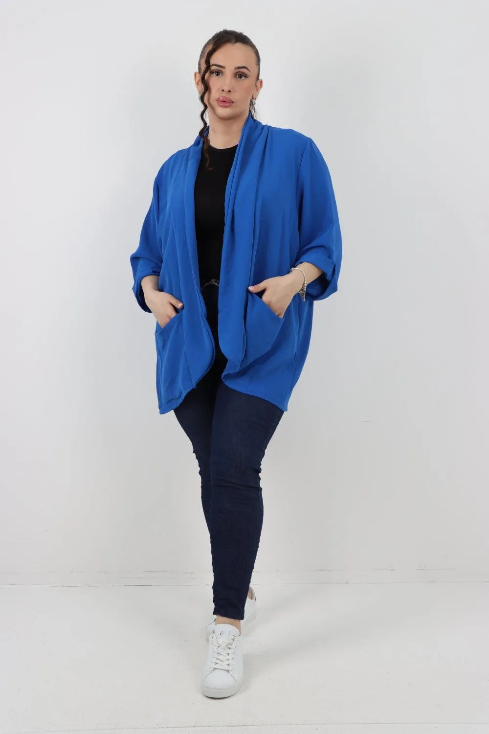 3/4 Sleeve Open Front  Lightweight Cardigan