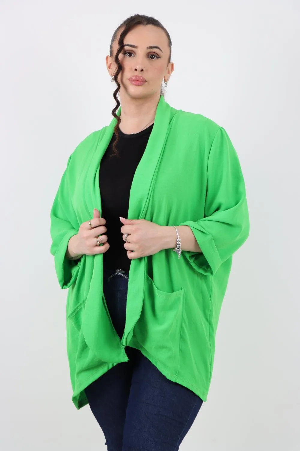 3/4 Sleeve Open Front  Lightweight Cardigan