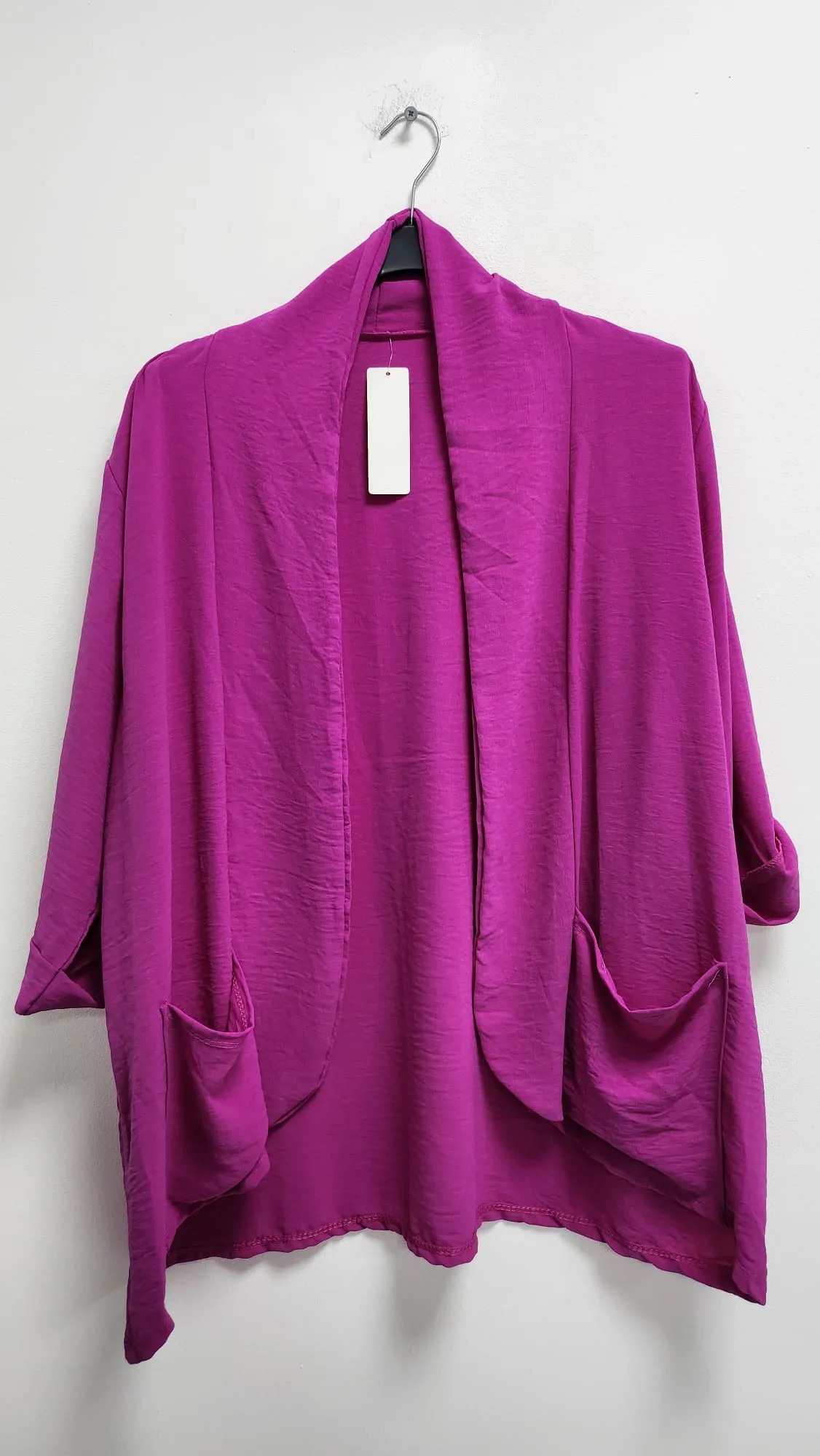 3/4 Sleeve Open Front  Lightweight Cardigan