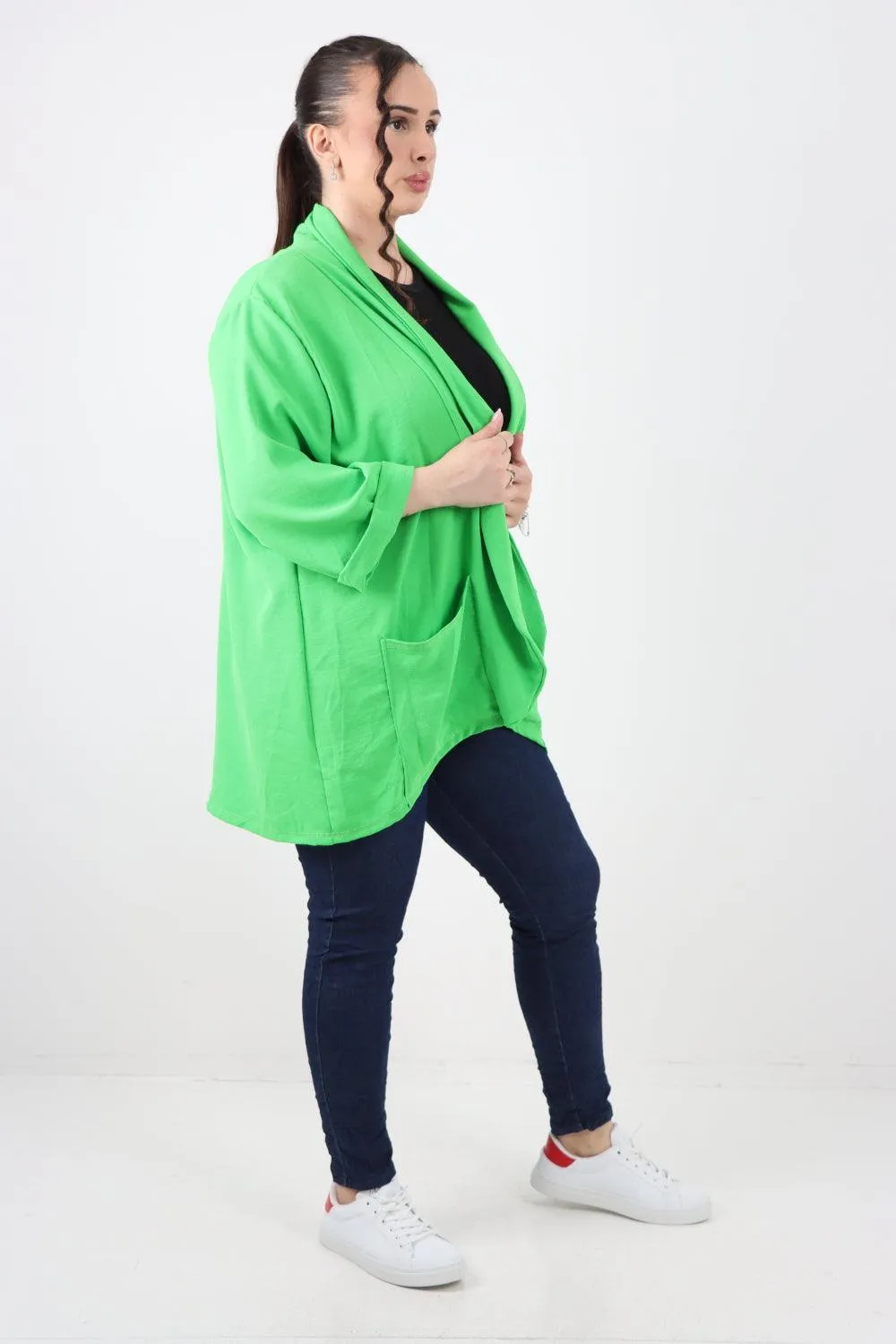 3/4 Sleeve Open Front  Lightweight Cardigan