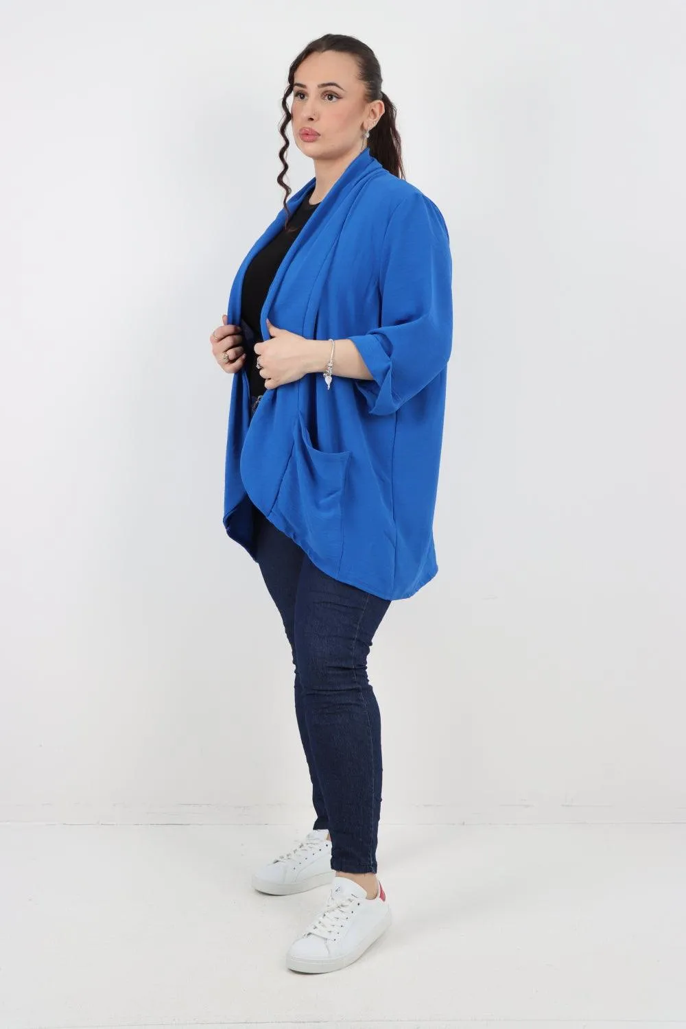 3/4 Sleeve Open Front  Lightweight Cardigan