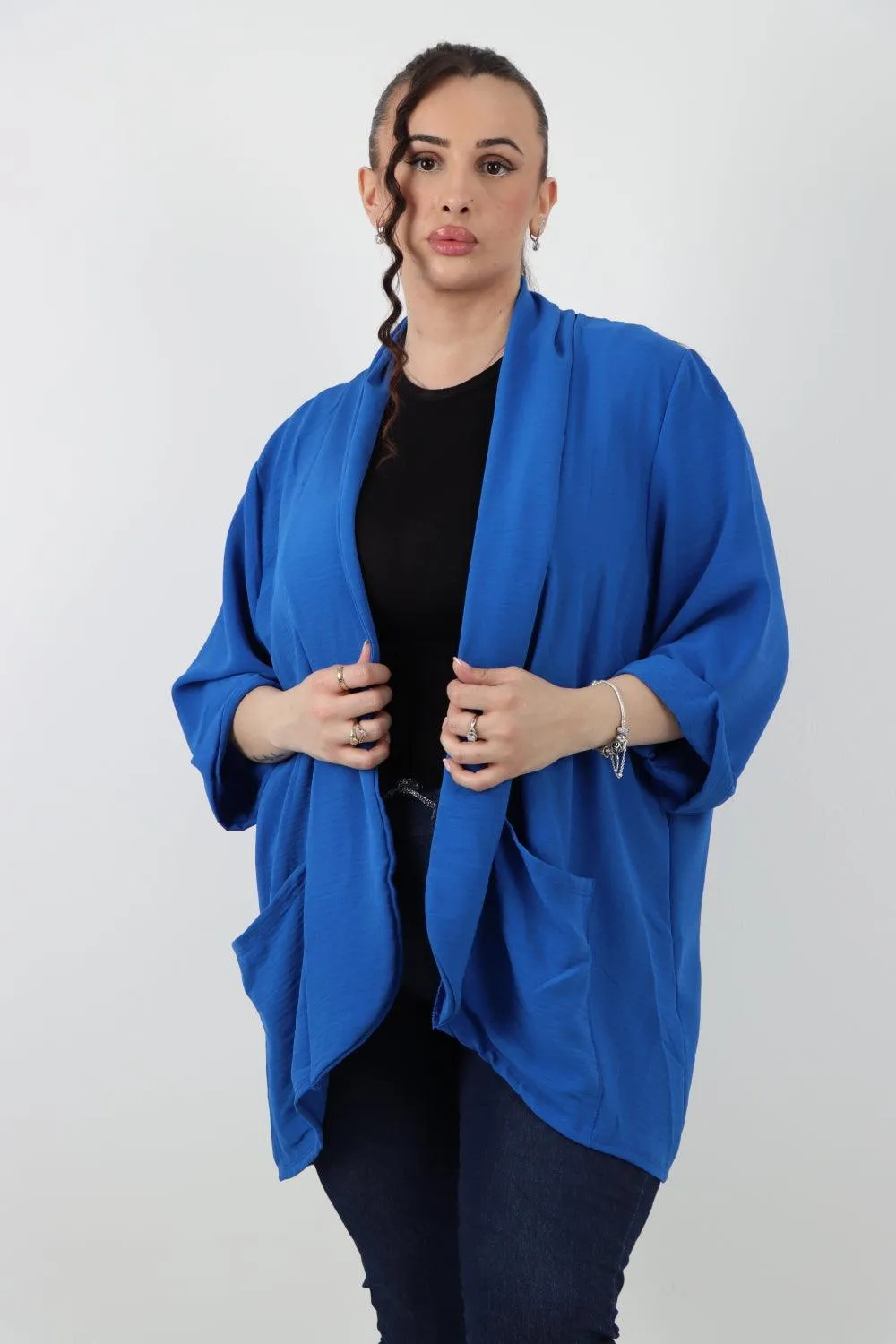 3/4 Sleeve Open Front  Lightweight Cardigan