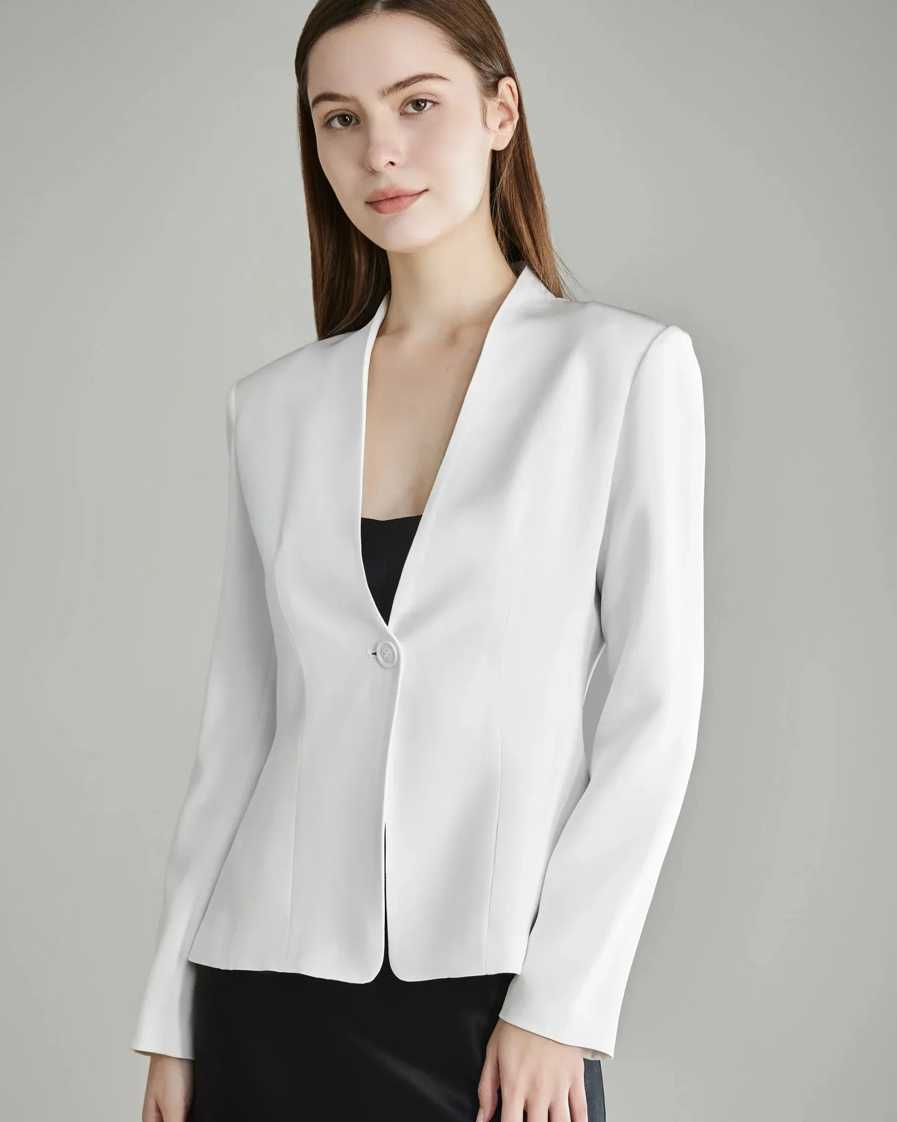 40 Momme Collarless Silk Blazer