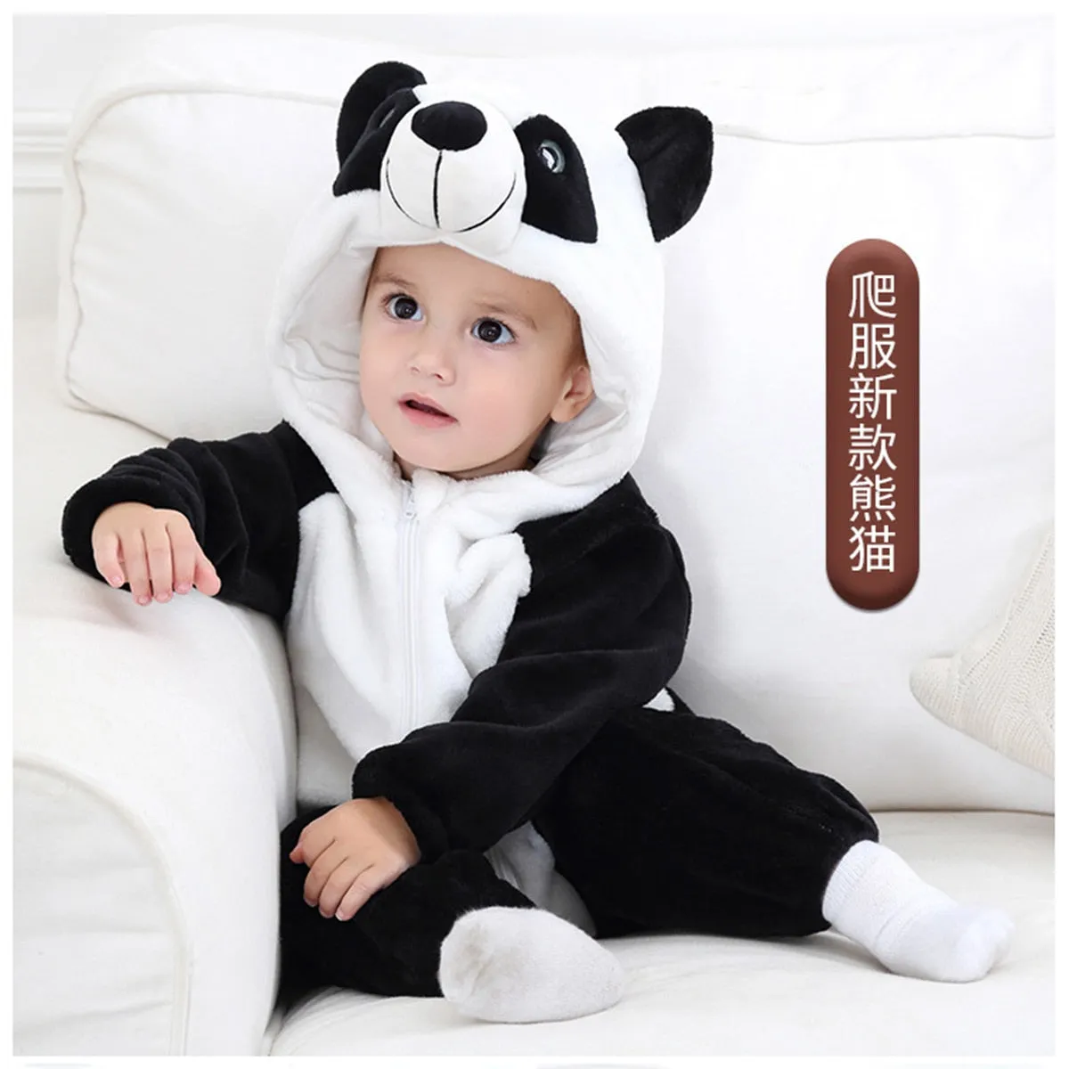 Baby Rompers Winter Costume Flannel Hooded Jumpsuits Baby Clothes