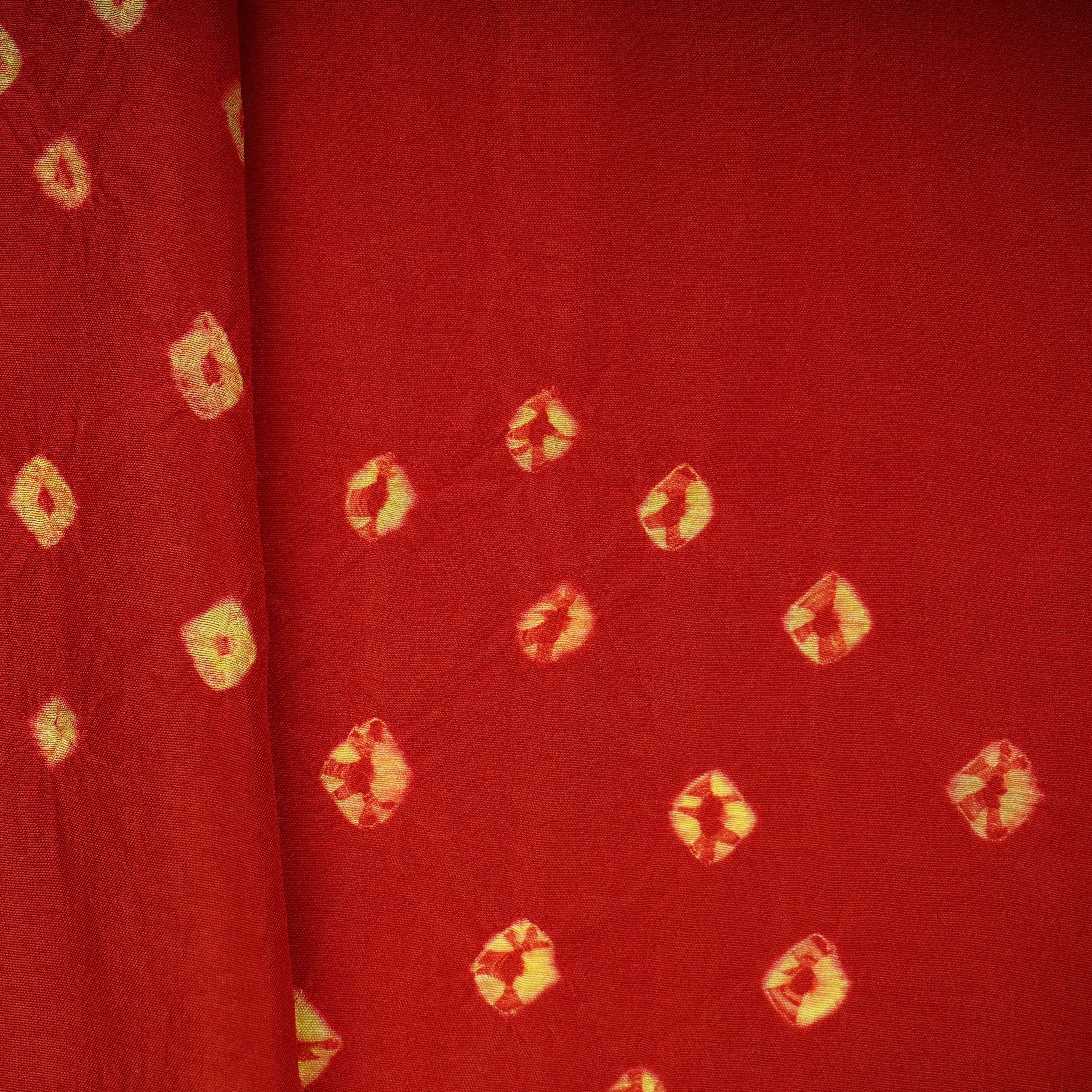 Brick Red Bandhani Print Russian Silk Fabric 20946