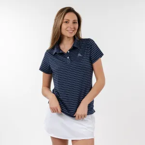 Captain Stripe Performance Polo | The Captain Stripe - Fleet Navy/White