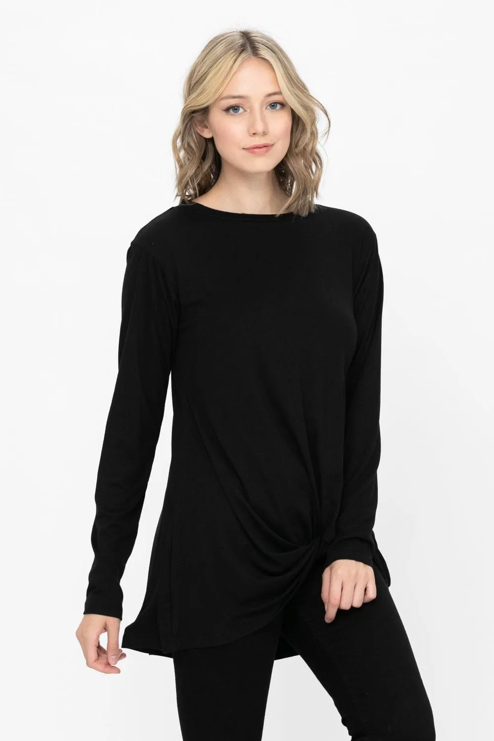 Comfy Soft Casual Twist Knot Tunics Tops Blouses T Shirts