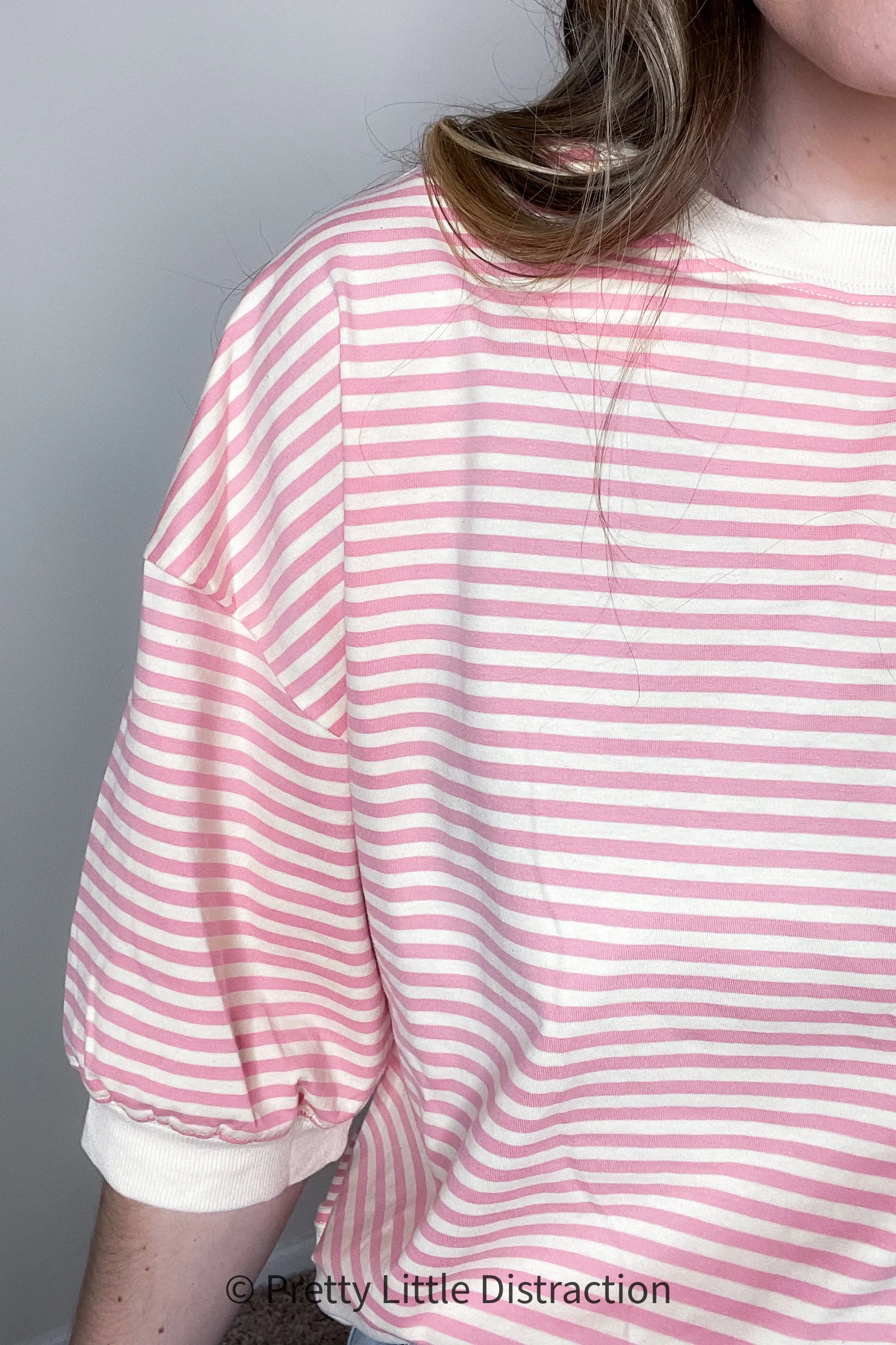 Crew Neck Stripe Short Sleeve Top