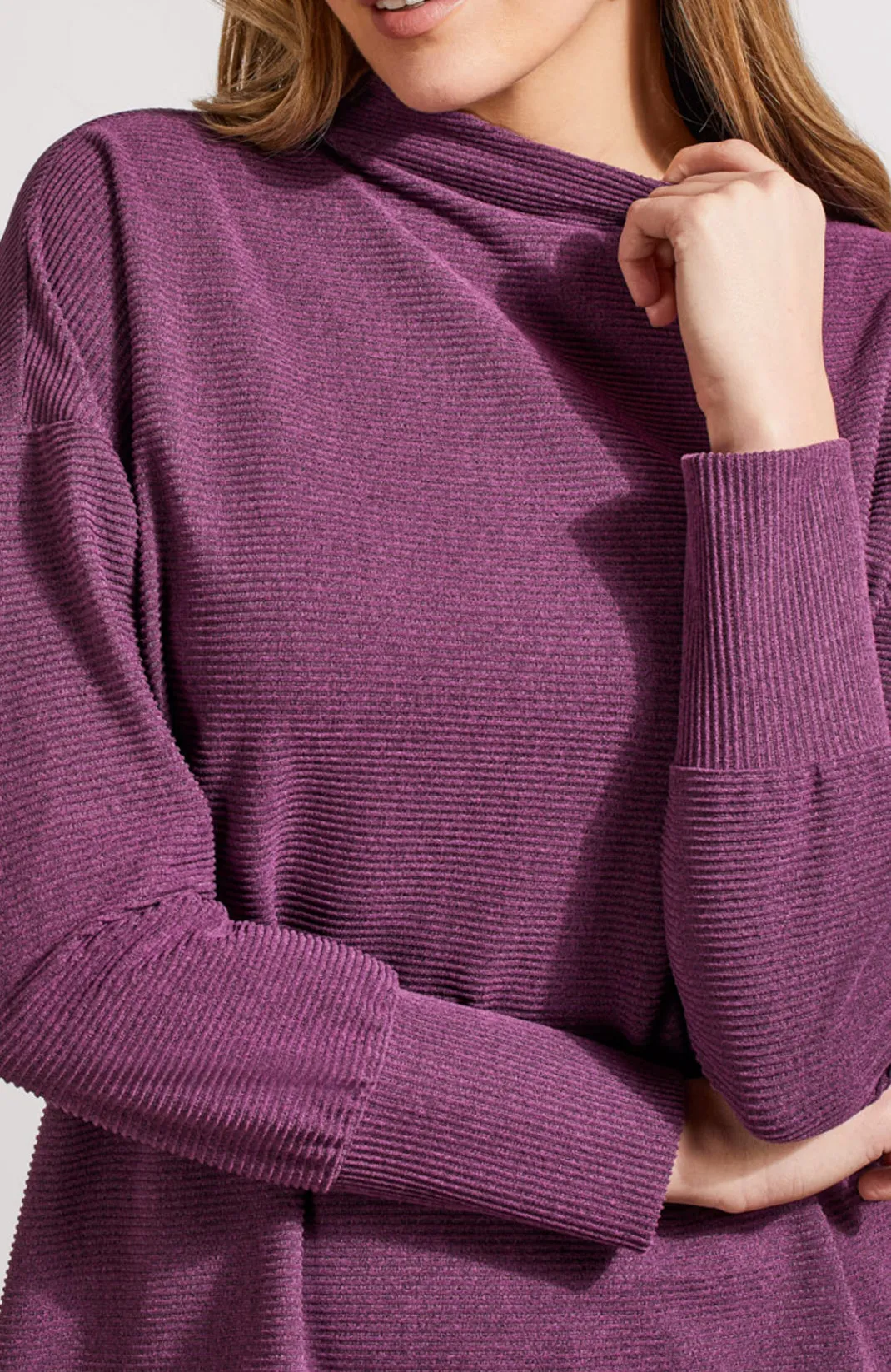 Dark Plum Funnel Neck Tunic