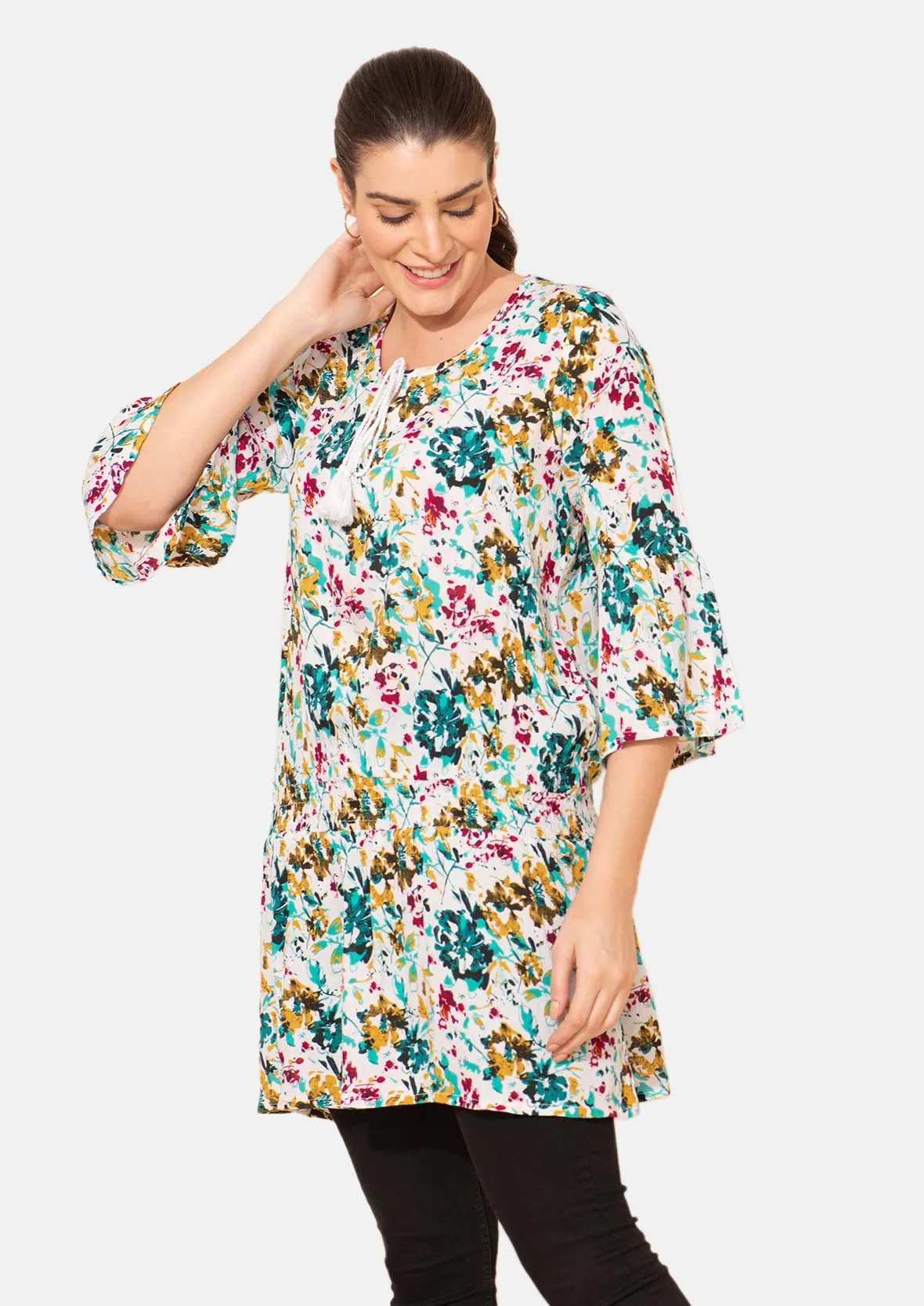 Floral Print Tunic Top