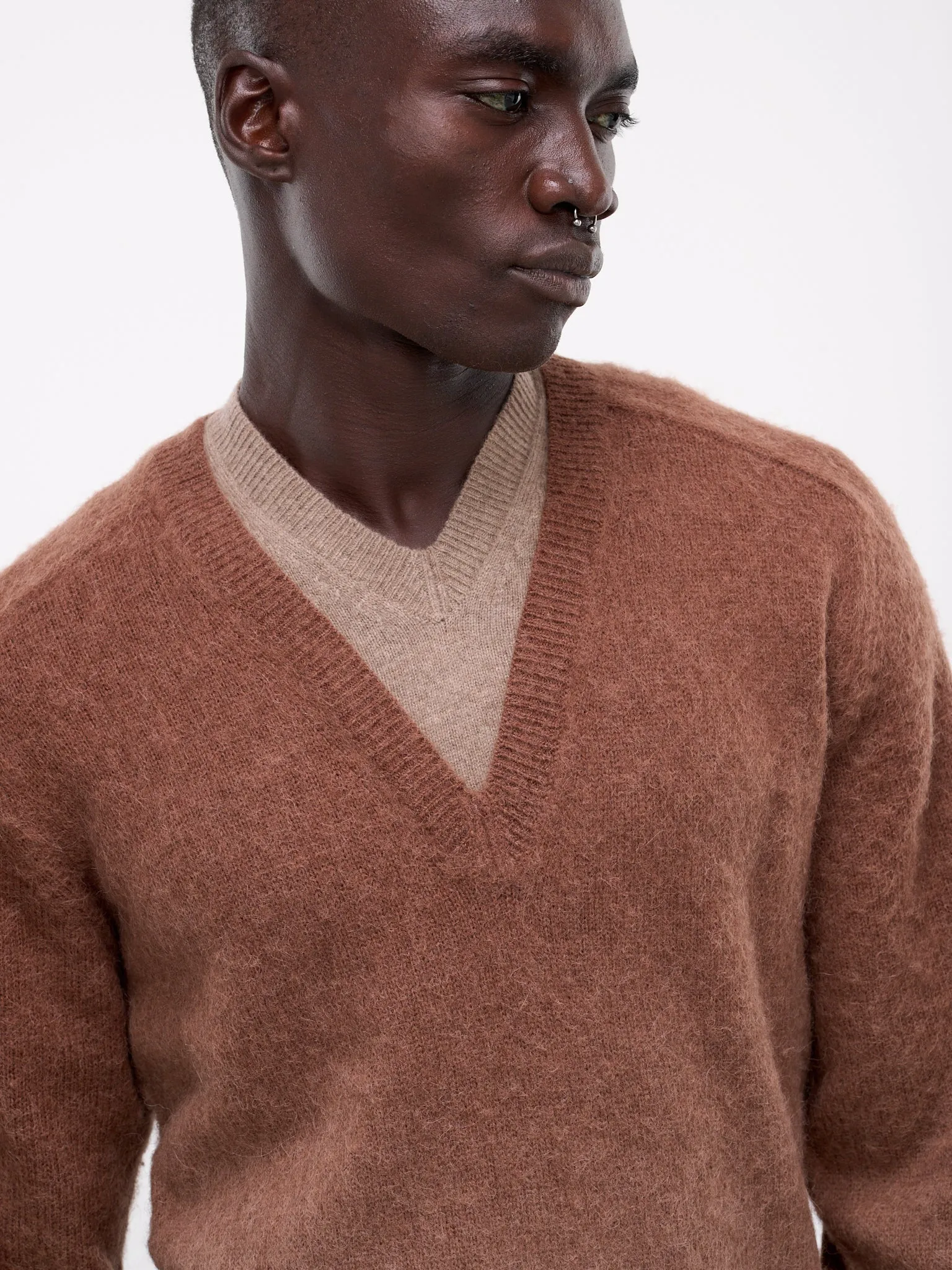 Gradient V-Neck Jumper (KW1198-YN0352-CHOCOLATE-BROWN)