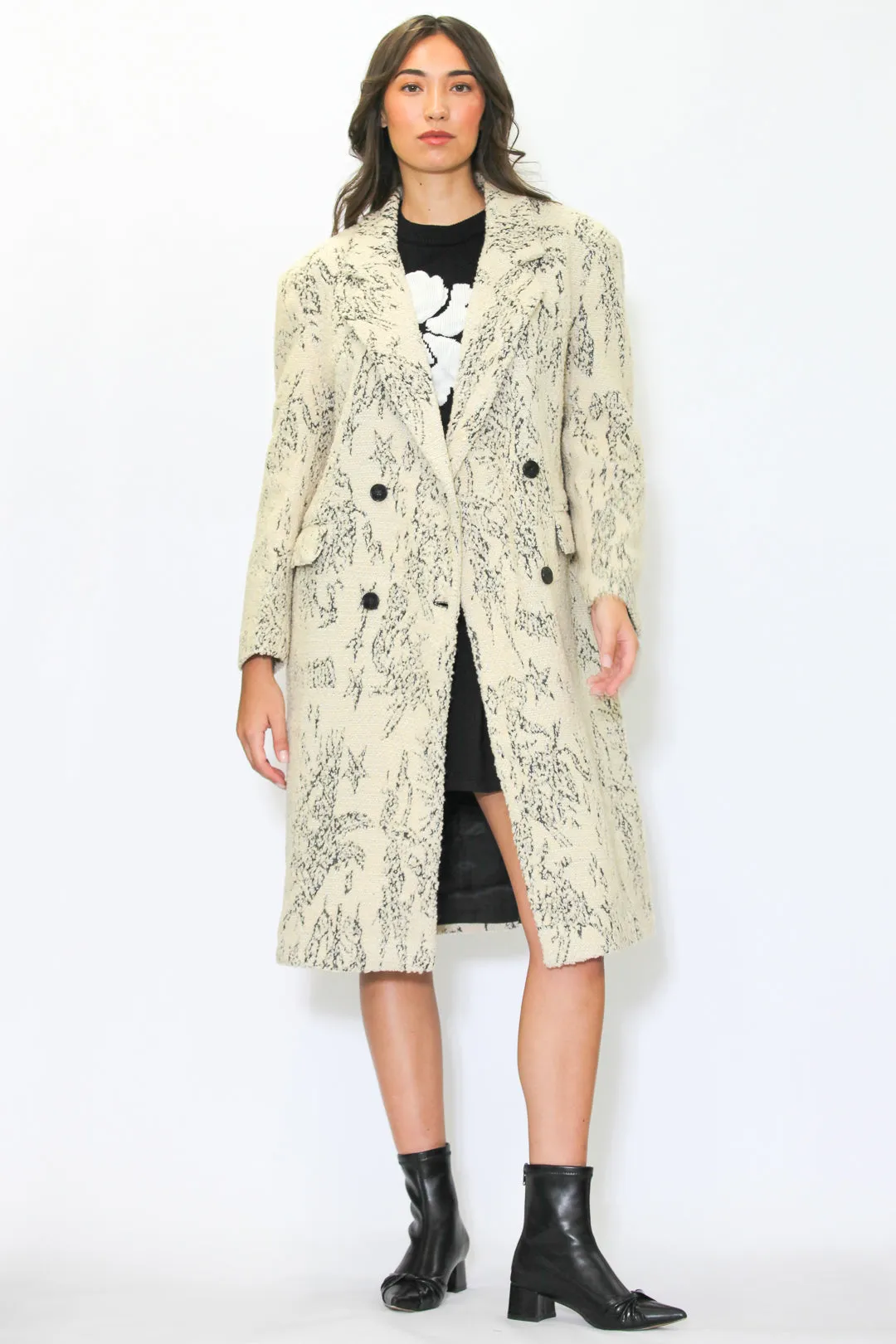 Heavy Wool Art Textured Beige Coat