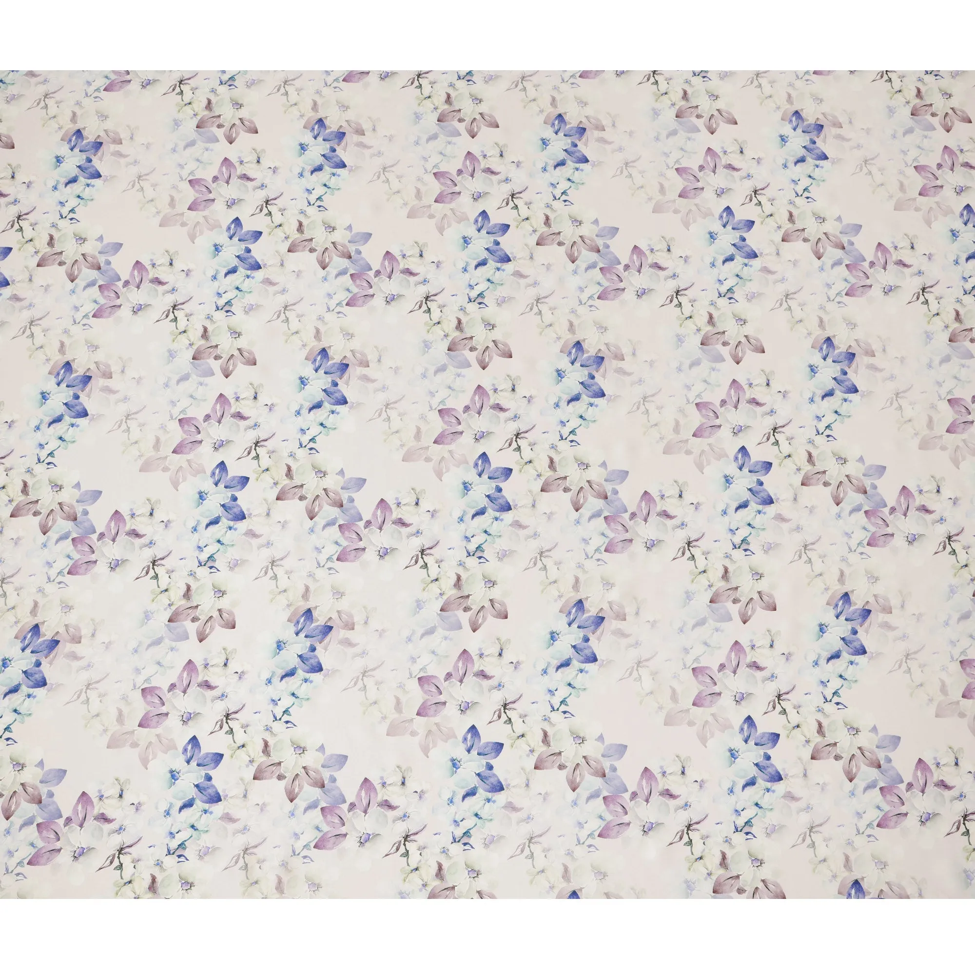 Ivory Floral Pure Silk Satin Fabric - 140 cm Width, Made in Italy-D20726