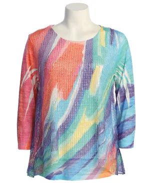 Jess & Jane “Catalina” Boucle Mesh Tunic Top - BC4-1899