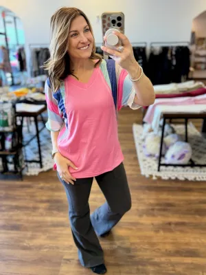 Katie - Colorblock Sleeves Tunic Tee