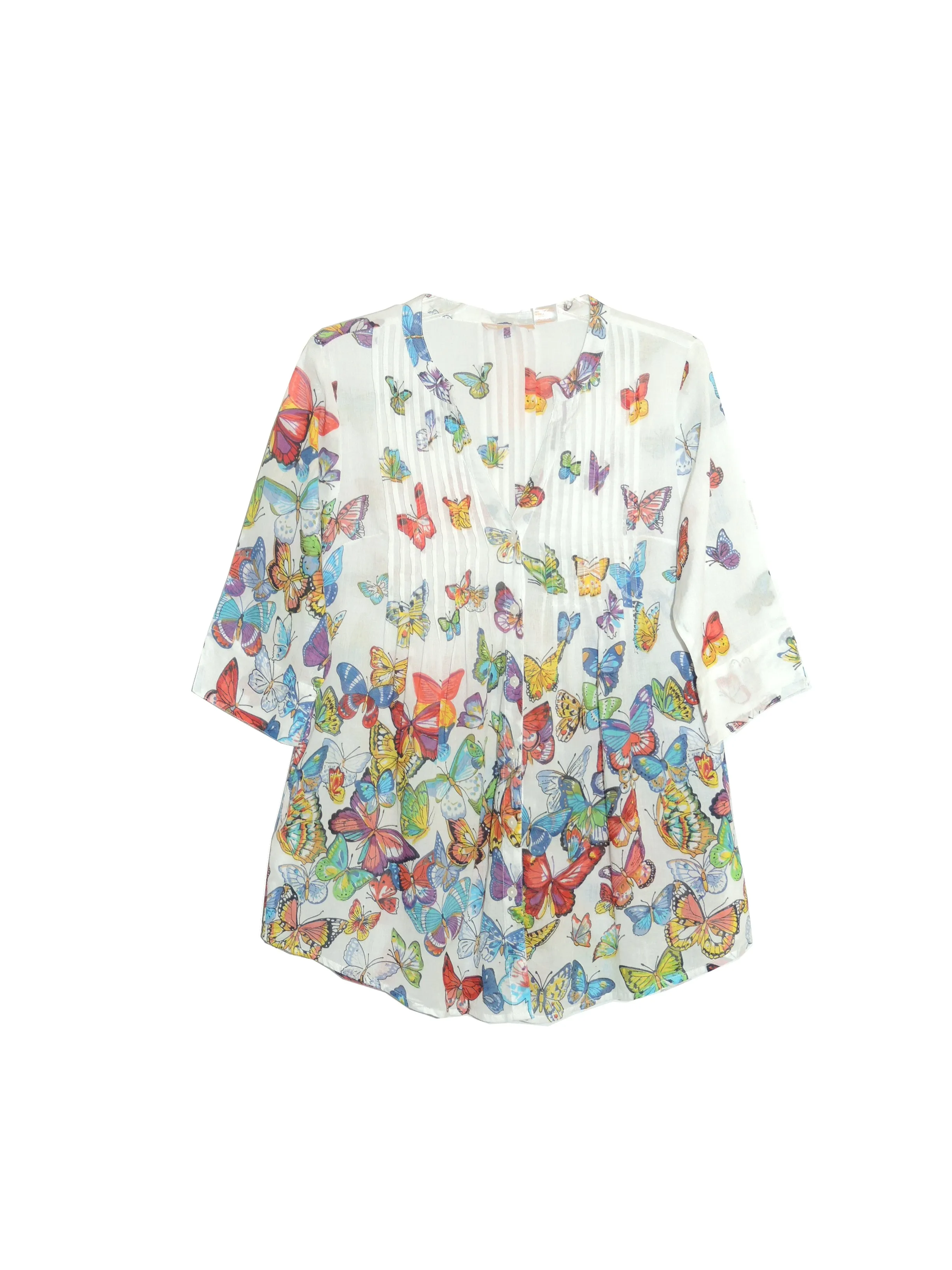 La Cera Butterfly Garden Cotton Tunic