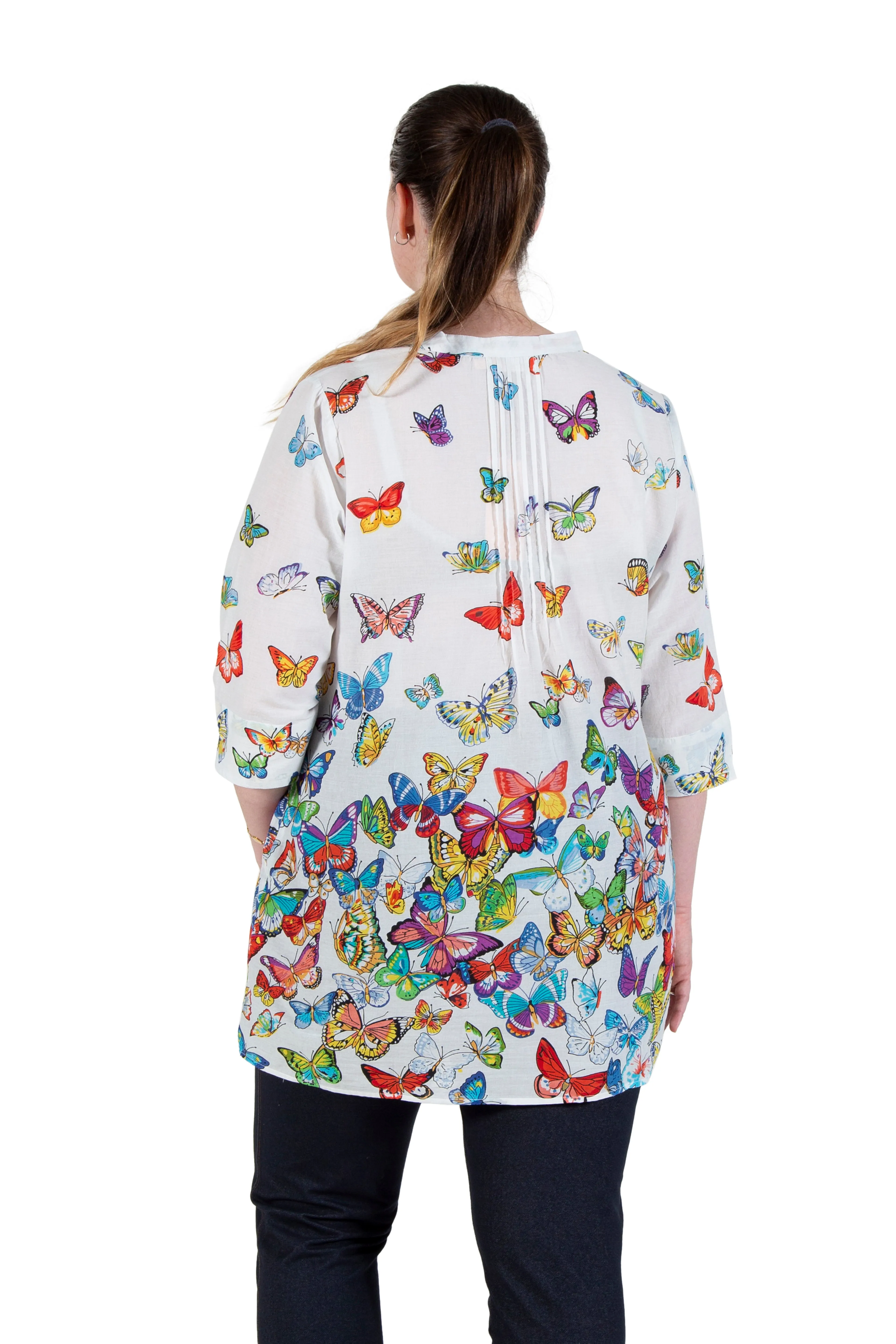 La Cera Plus Size Butterfly Garden Tunic