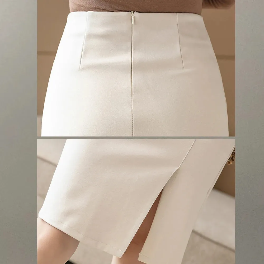 Ladies Simple OL Style Office Pencil Skirts Elegant All-Match High Waist Slim Women Skirts Female Classic Vintage Casual Bottoms