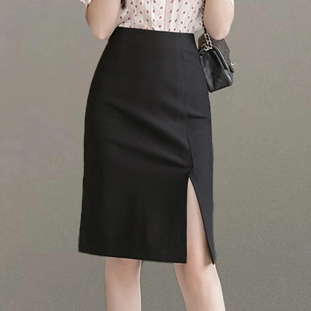 Ladies Simple OL Style Office Pencil Skirts Elegant All-Match High Waist Slim Women Skirts Female Classic Vintage Casual Bottoms