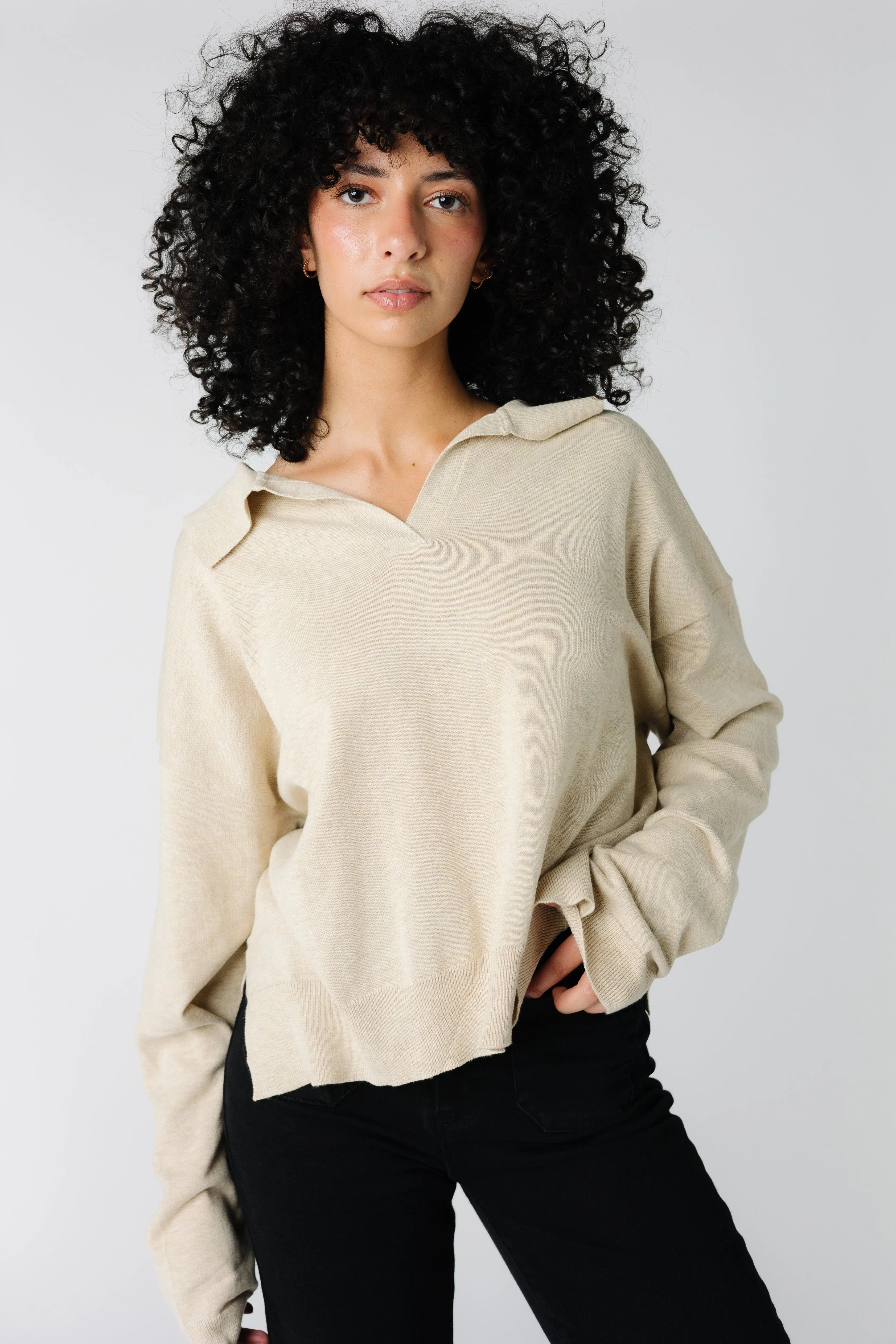 Lila V-Neck Collar Pull Over Sweater