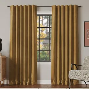 New - 50"x84" Sun Zero 100% Blackout Amherst Velvet Noise Reducing Thermal Curtain Panel Gold