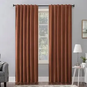 New - 84"x50" Amherst Velvet Noise Reducing Thermal Back Tab Extreme 100% Blackout Curtain Panel Dark Orange - Sun Zero