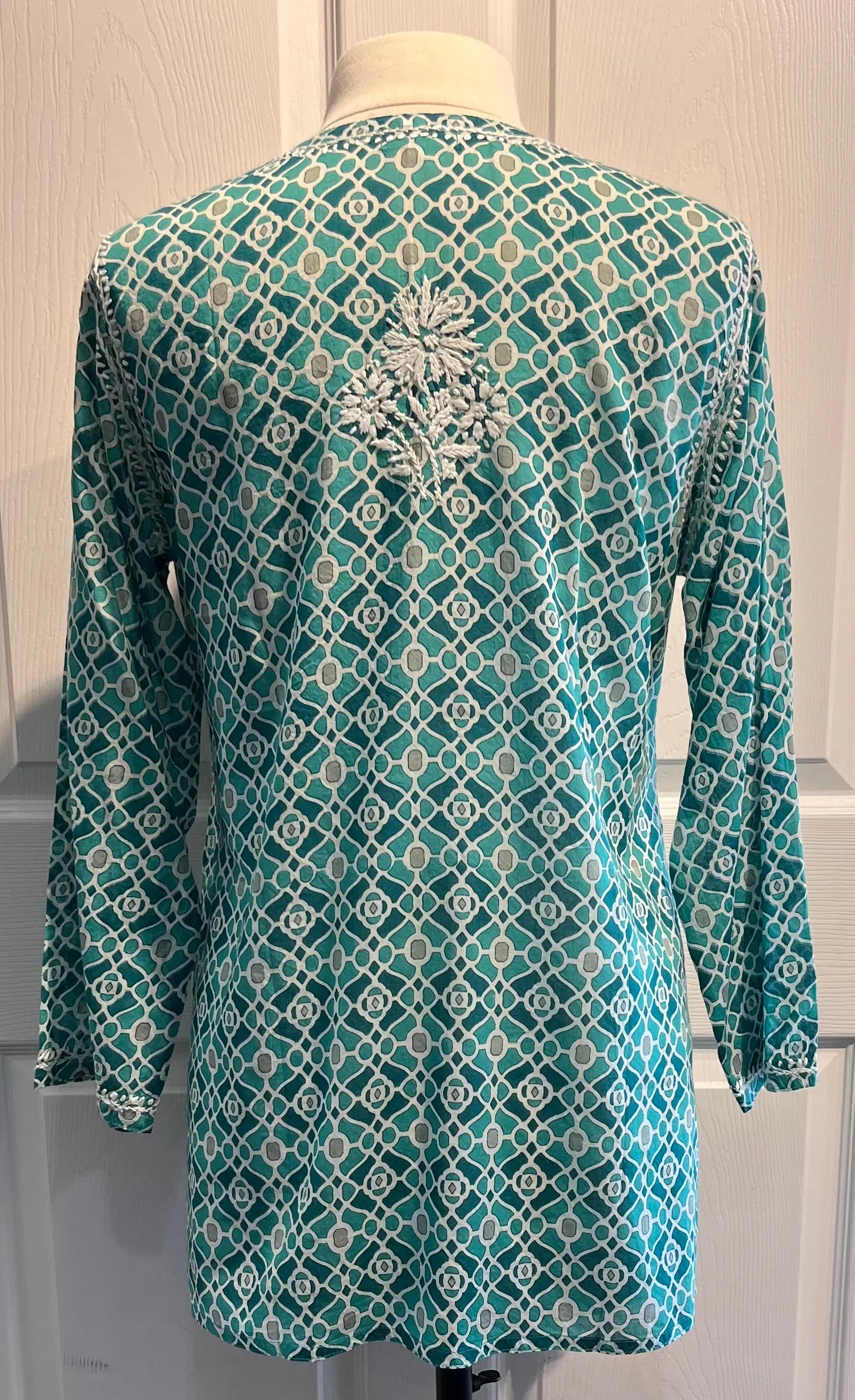 Pine Green Tunic w/ White Embroidery