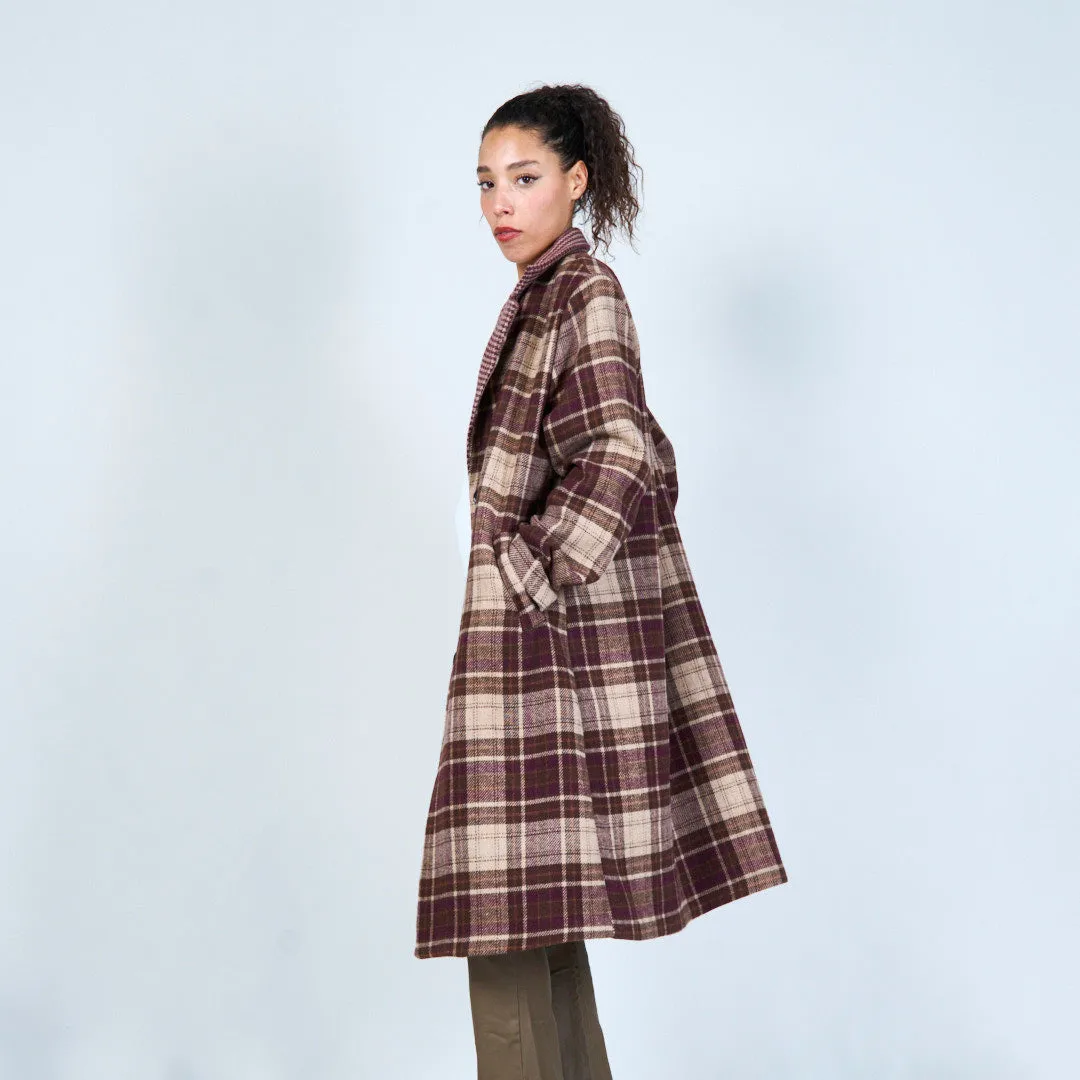 Plaid longline coat with notched collar wholesale