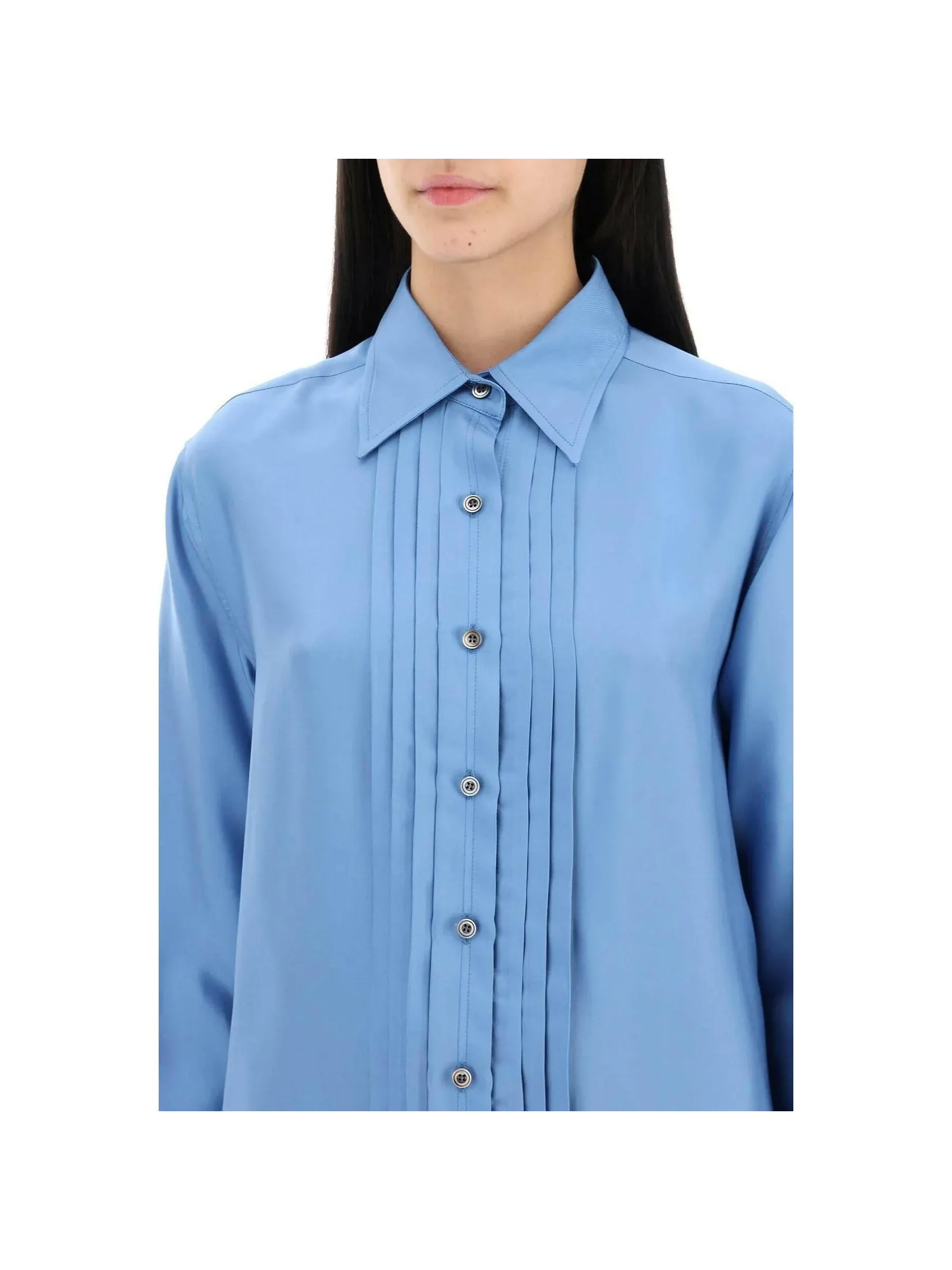 Pleated Front Placket Blouse