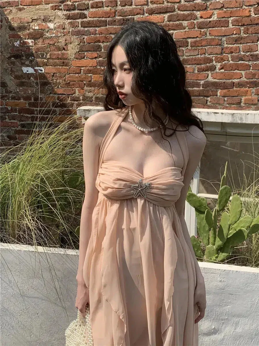 Pure Backless Chiffon Midi Dress