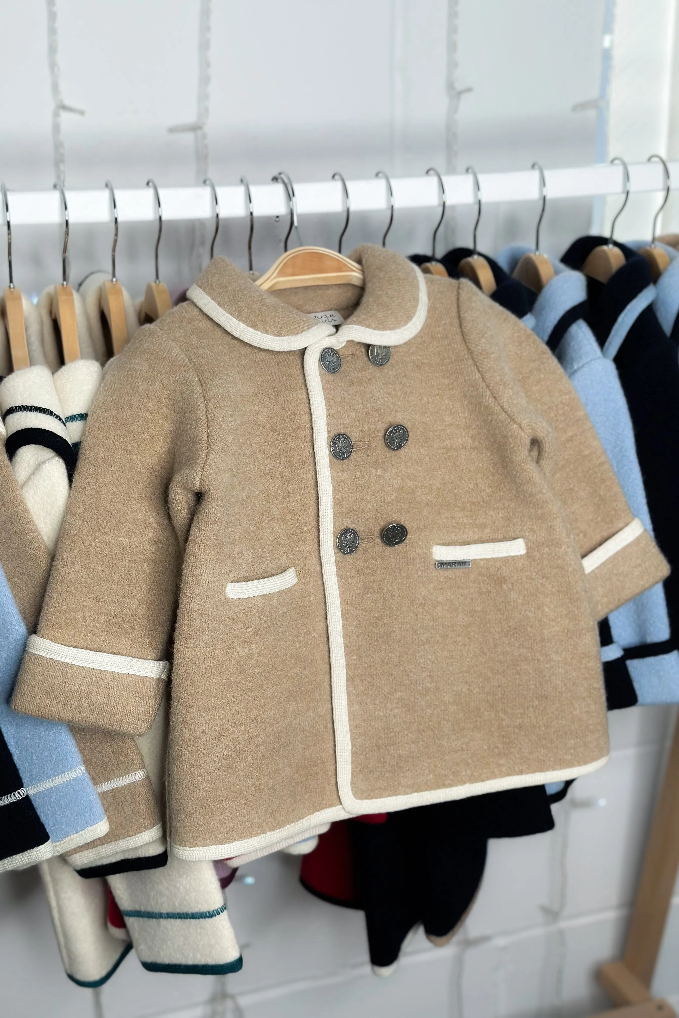 "George" Camel & Ivory Merino Wool Coat