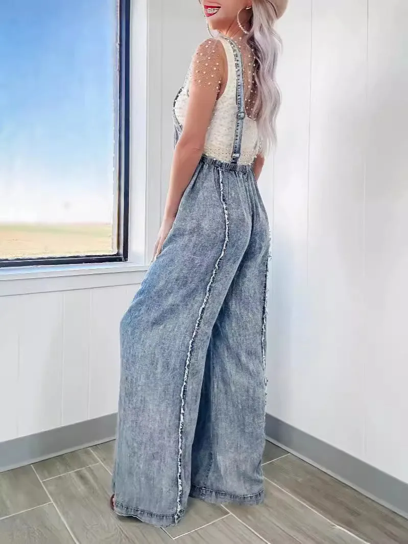 Raw Edge Wide Leg Jumpsuit