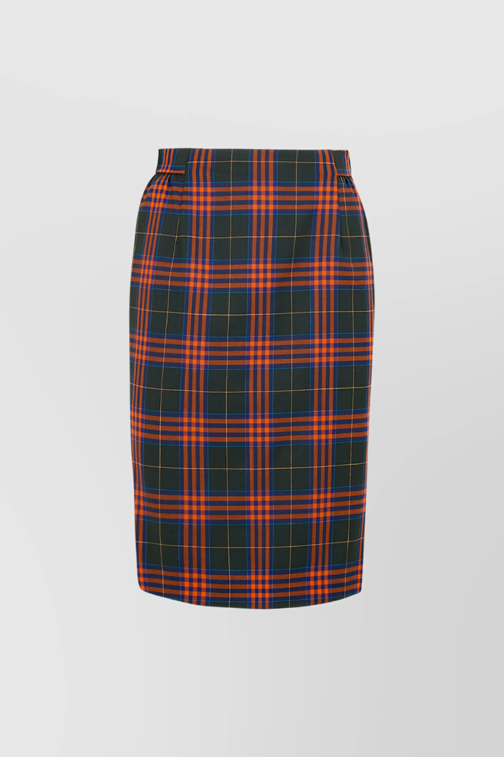 Red check pencil skirt