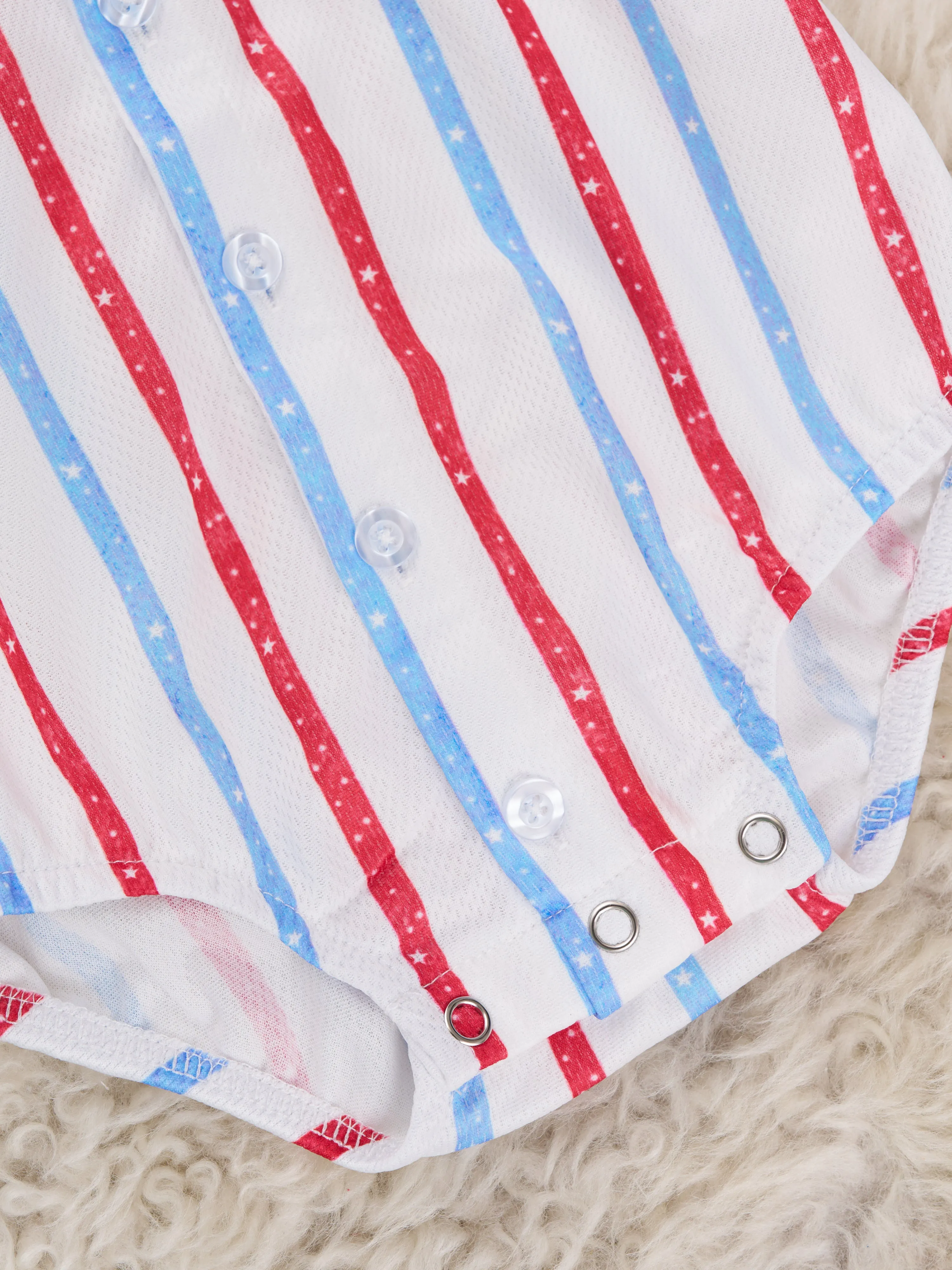 Red White & Blue Striped Polo Romper