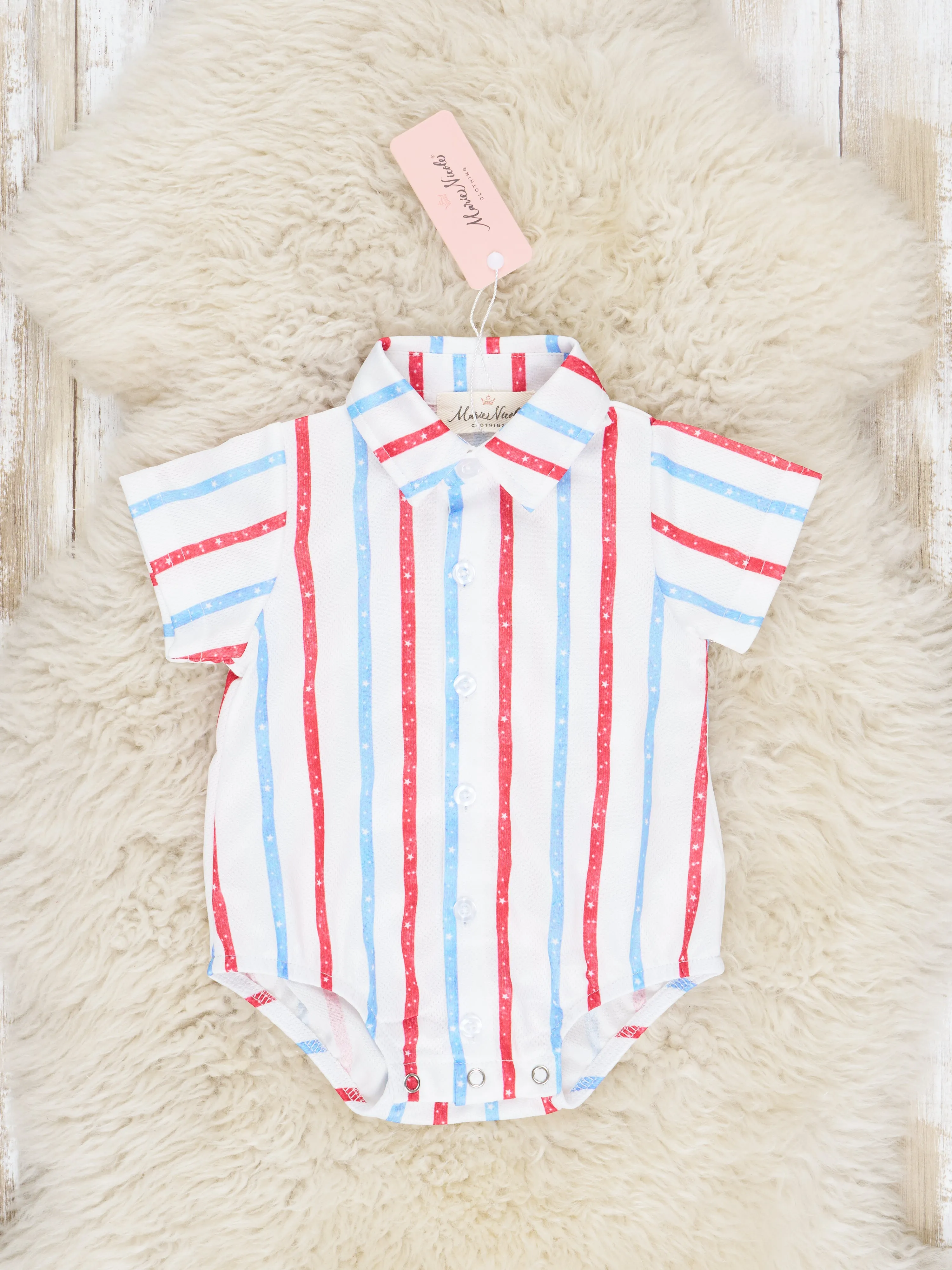 Red White & Blue Striped Polo Romper