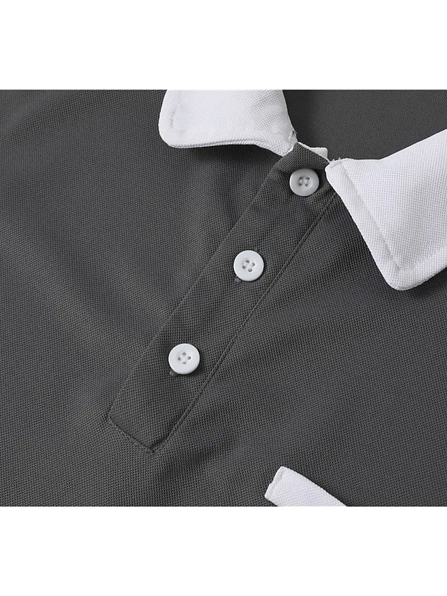 Riolio Men's Polo Shirt Button Up Polos Casual Holiday Lapel Short Sleeve Fashion Basic Plain Classic Summer Regular Fit Navy Black White Burgundy Sky Blue Grey Polo Shirt