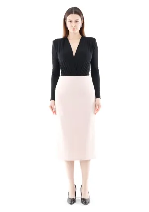 Stone Back Vented Midi Pencil Skirt