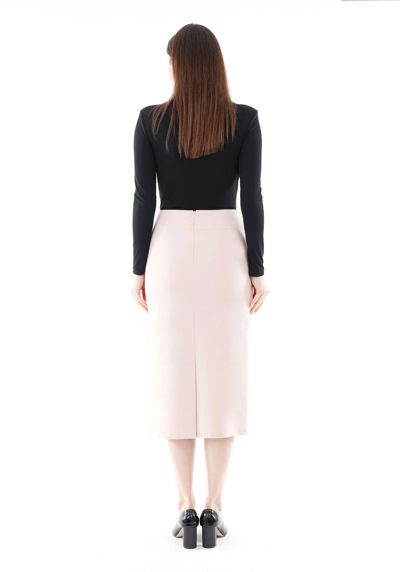 Stone Back Vented Midi Pencil Skirt