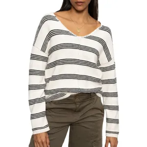 STRIPED EASY V-NECK SWEATER