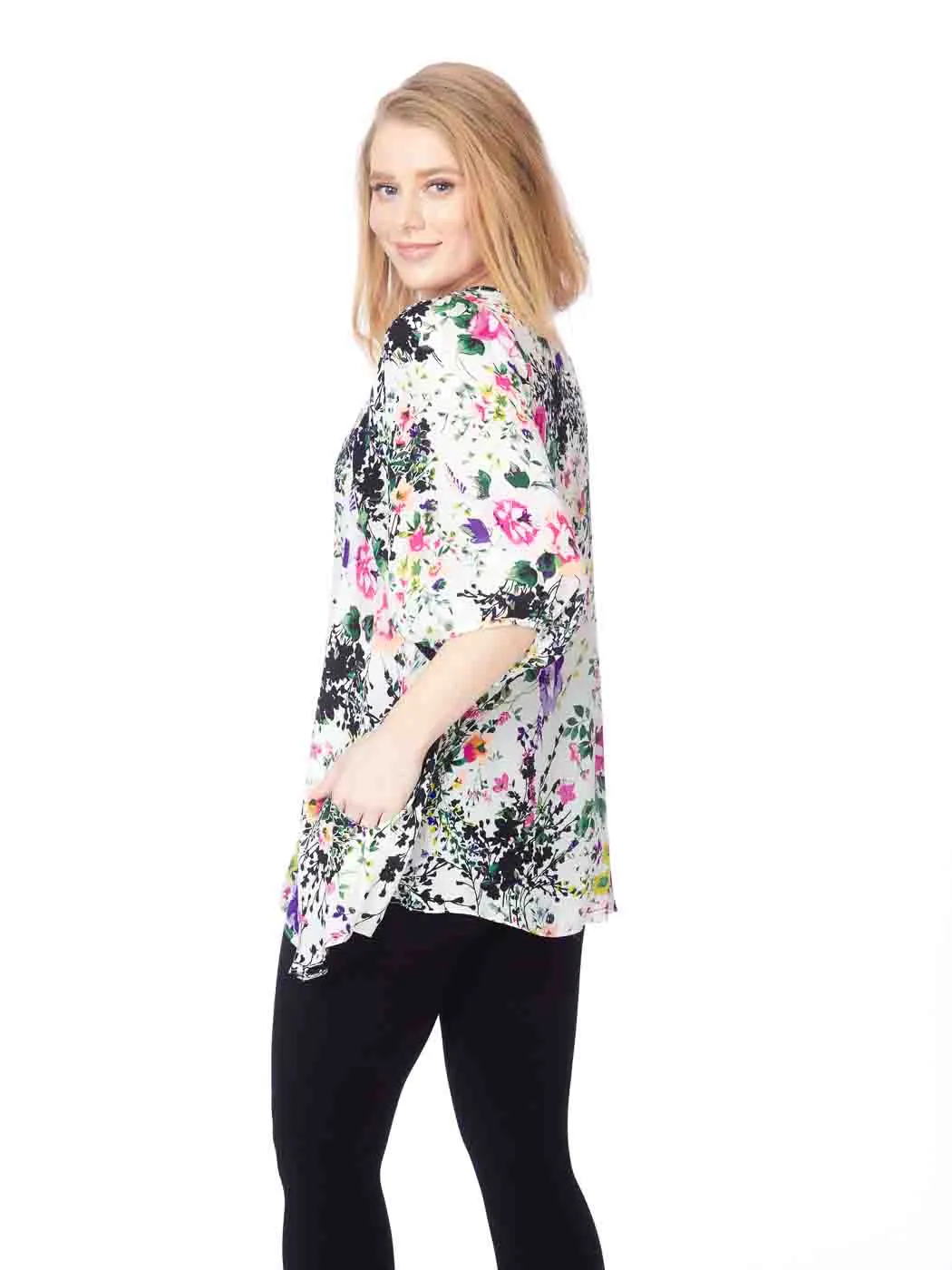 Tianello "Bliss Shadow" Print Washable Silk "Shannon" Blouse