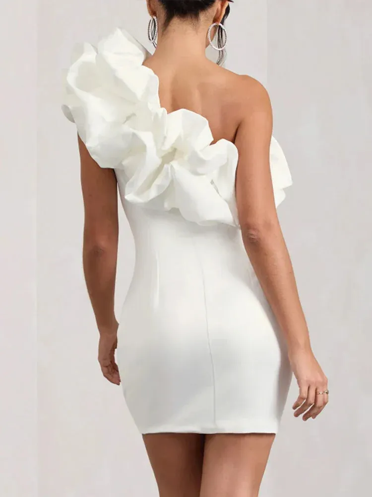 Trendy One-Shoulder Satin Mini Dress for Fashion Events