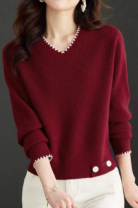 V-neck knitted sweaters