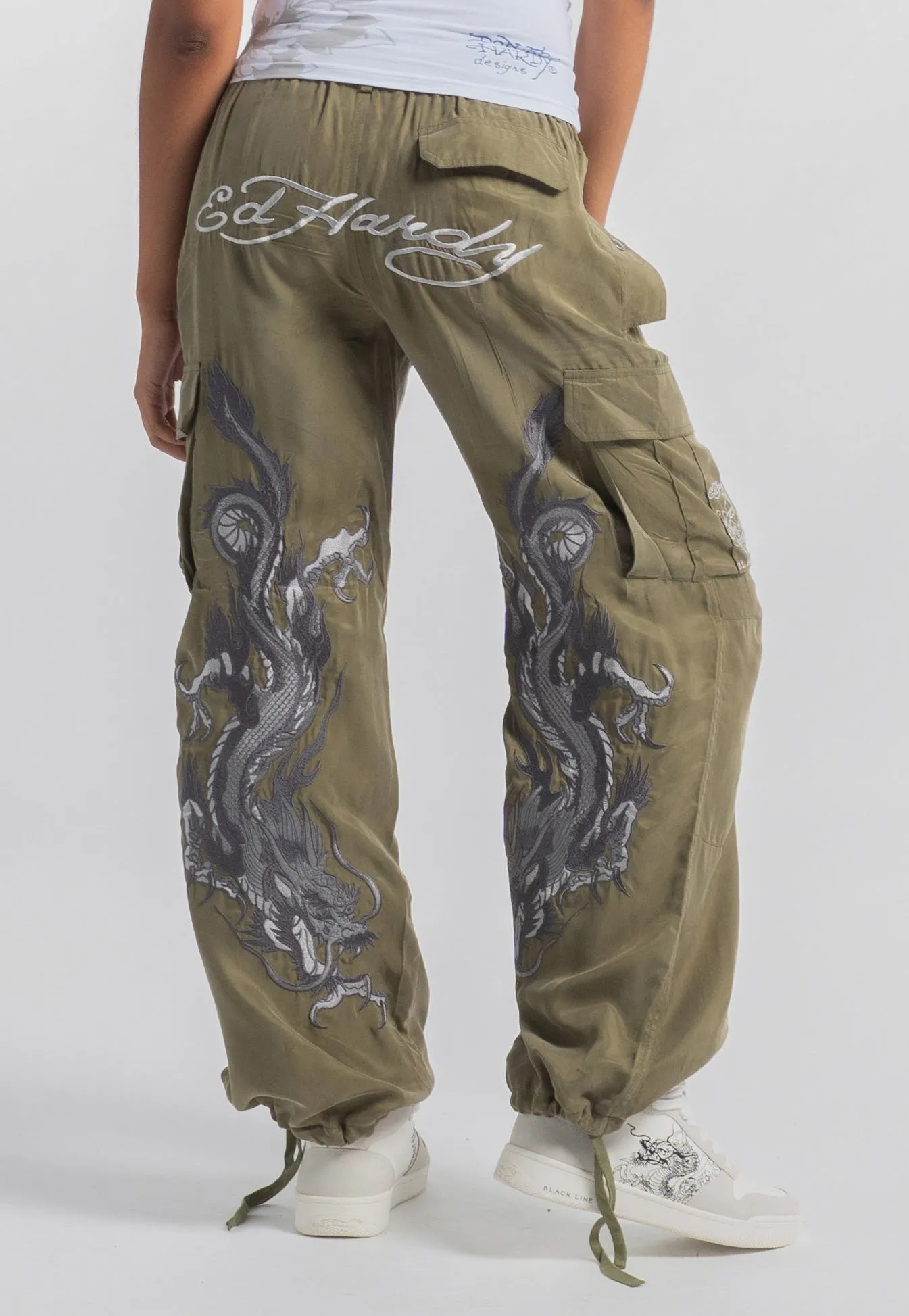 Womens Hidden Dragon Cargo Trousers - Green