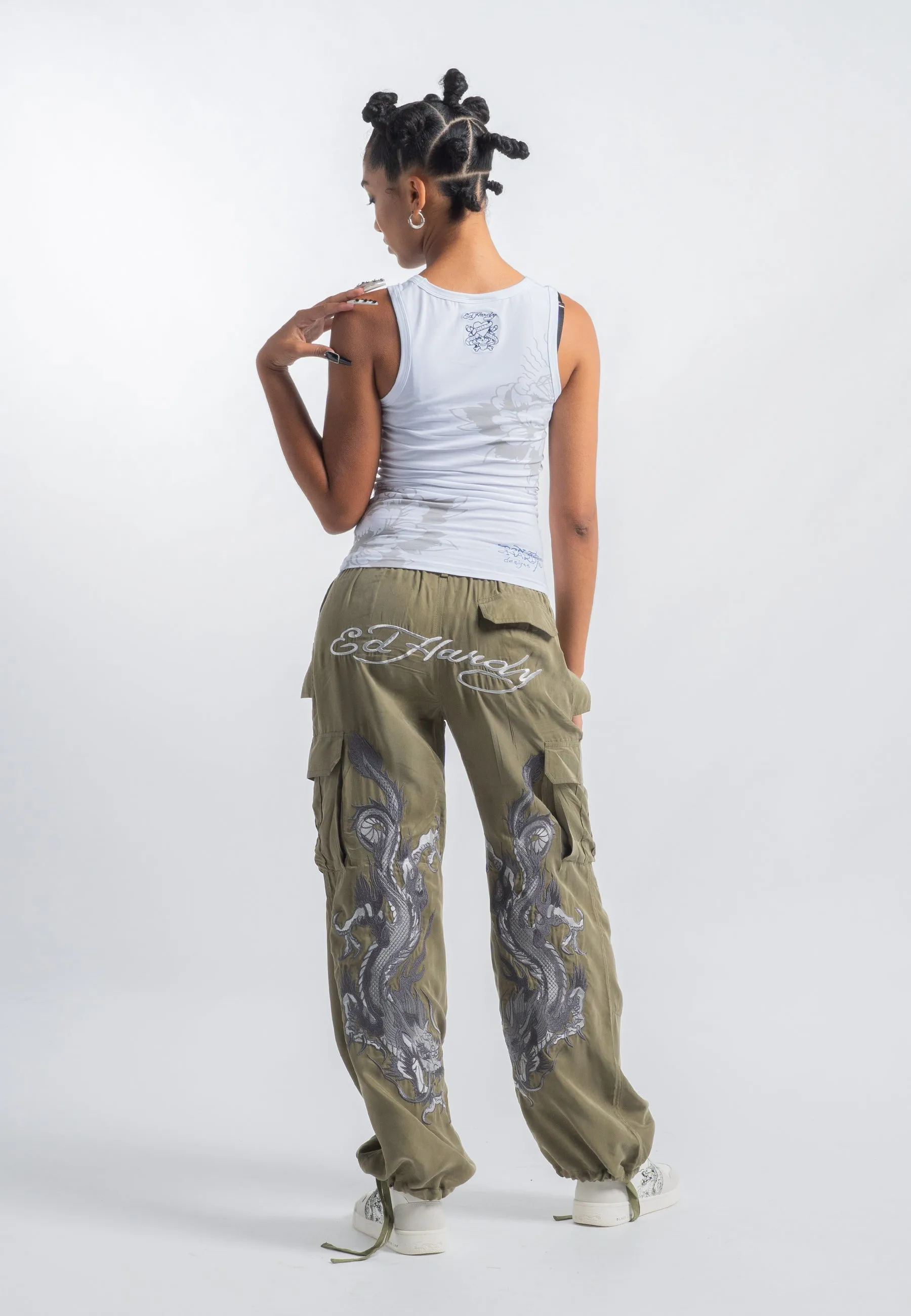 Womens Hidden Dragon Cargo Trousers - Green