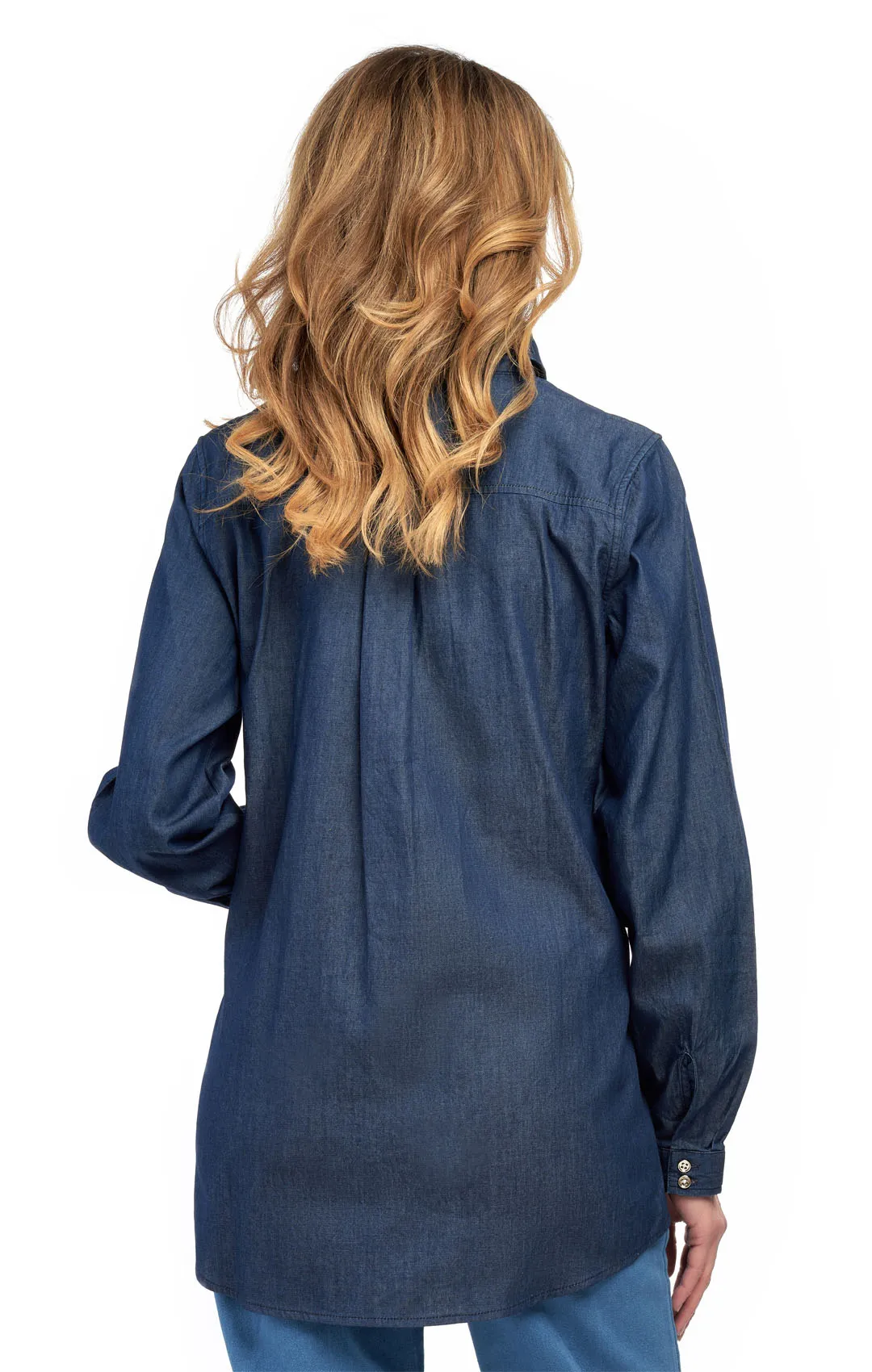 Women's Long Sleeve Tunic Tops – Soft, Lightweight Denim to Wear Over or Under