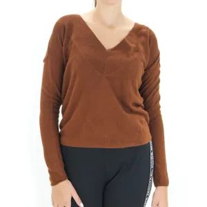 Women's Textured Ribbed Sweaters,Brown